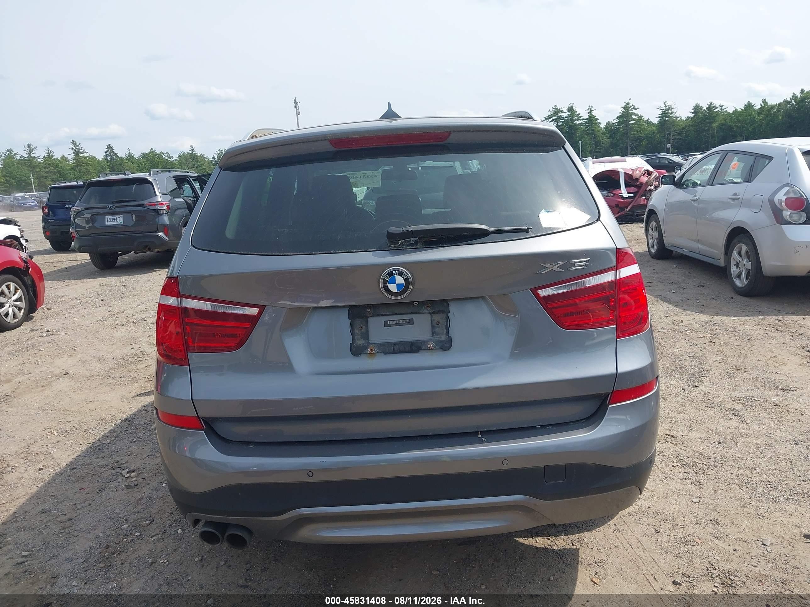 2015 Bmw X3 Xdrive28i Gray vin: 5UXWX9C53F0D58270