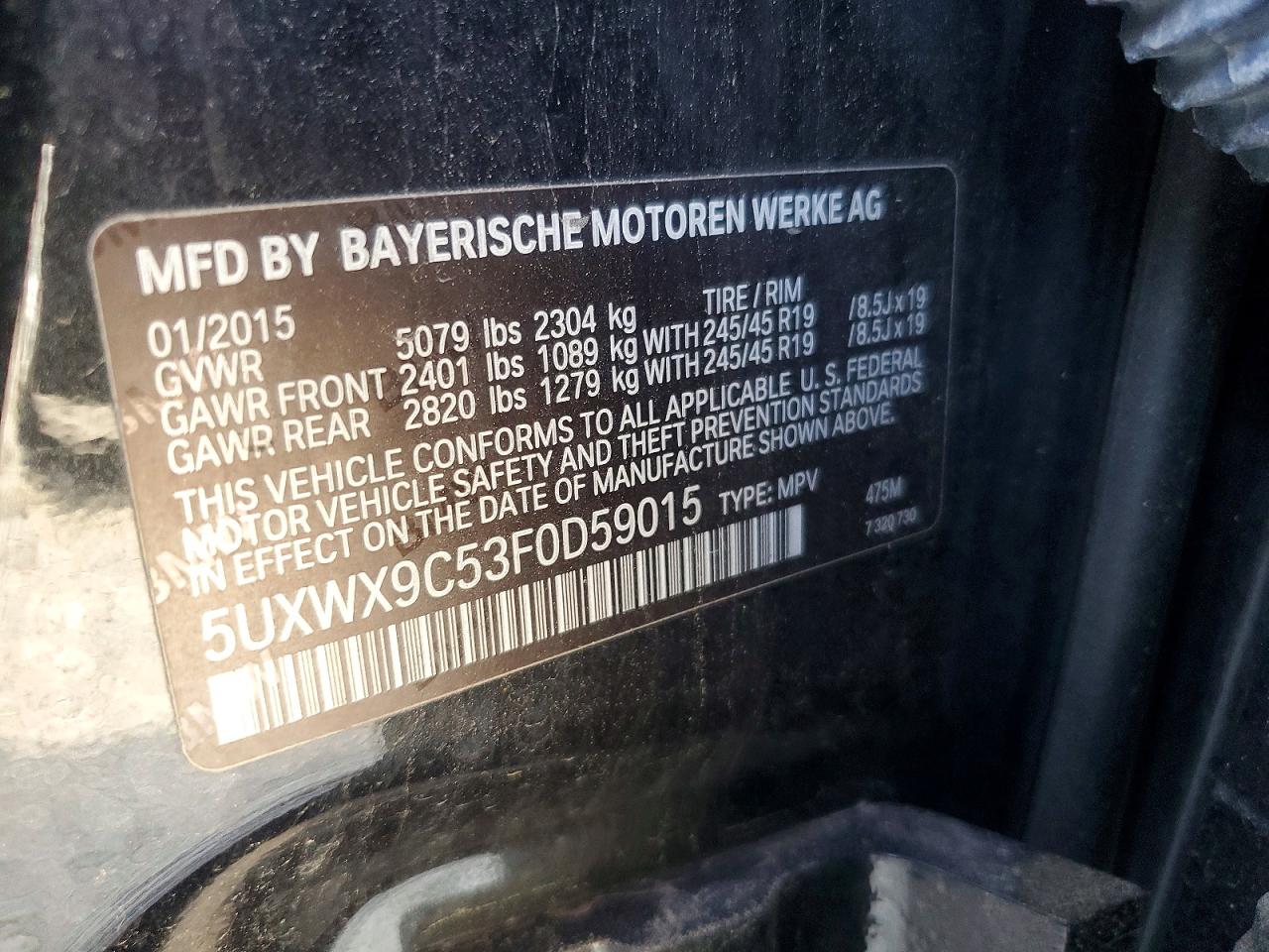 2015 Bmw X3 Xdrive28i Black vin: 5UXWX9C53F0D59015