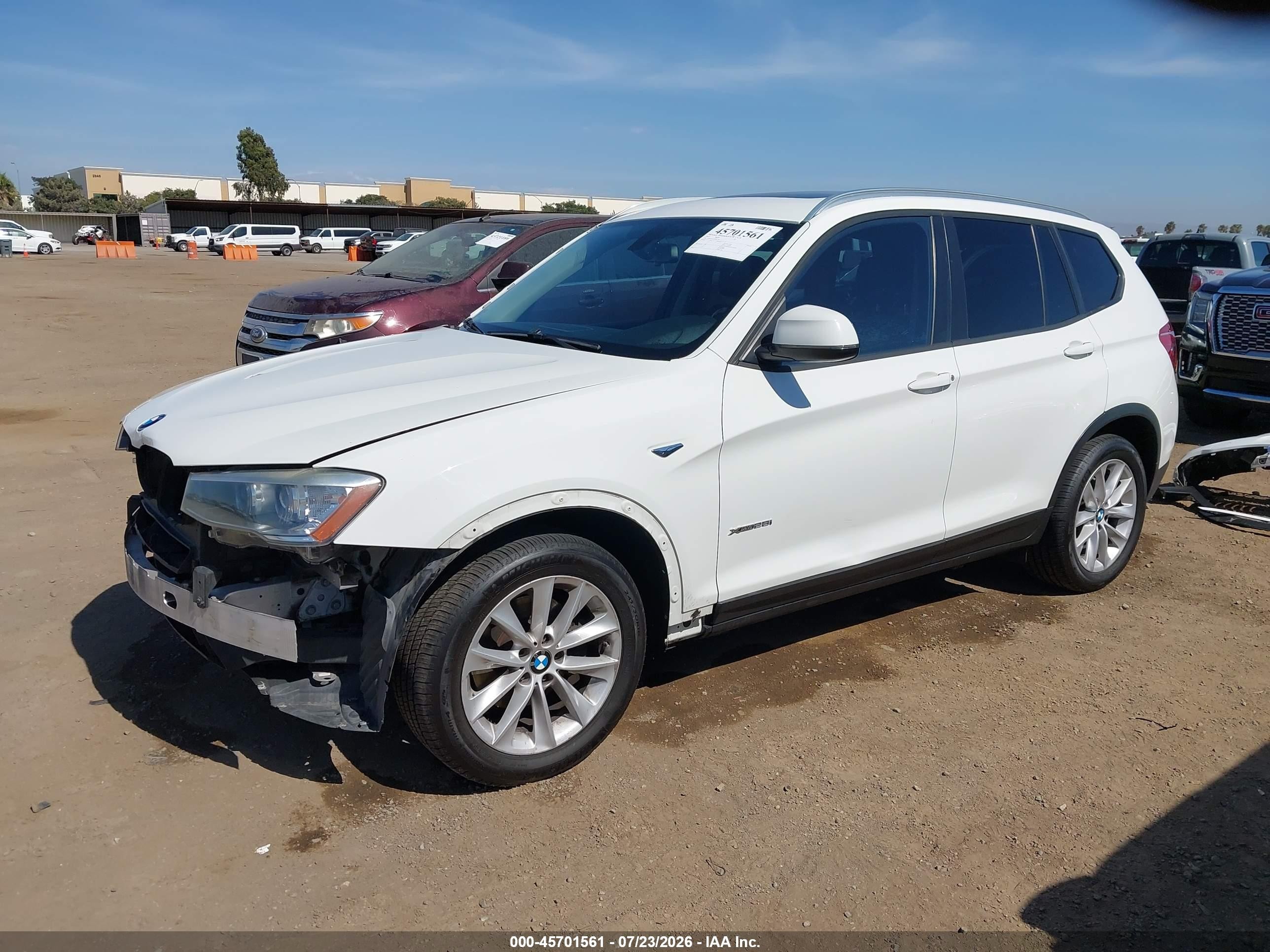 2015 Bmw X3 Xdrive28i White vin: 5UXWX9C53F0D61394