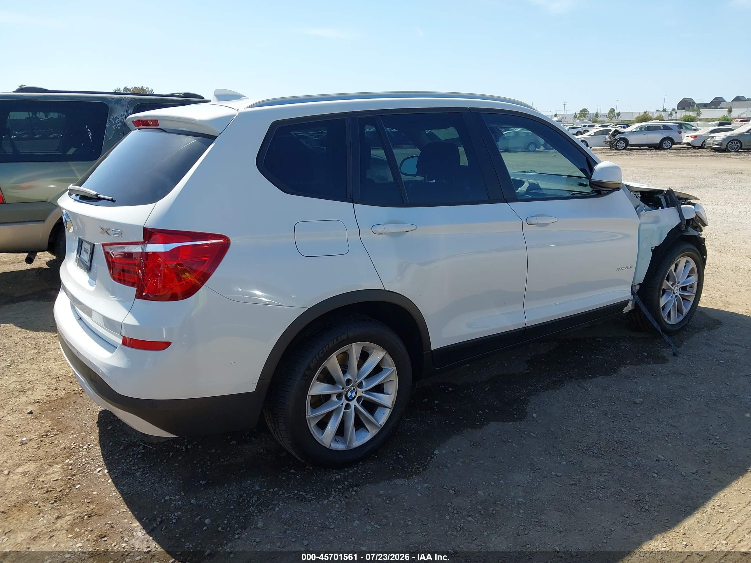 2015 Bmw X3 Xdrive28i White vin: 5UXWX9C53F0D61394