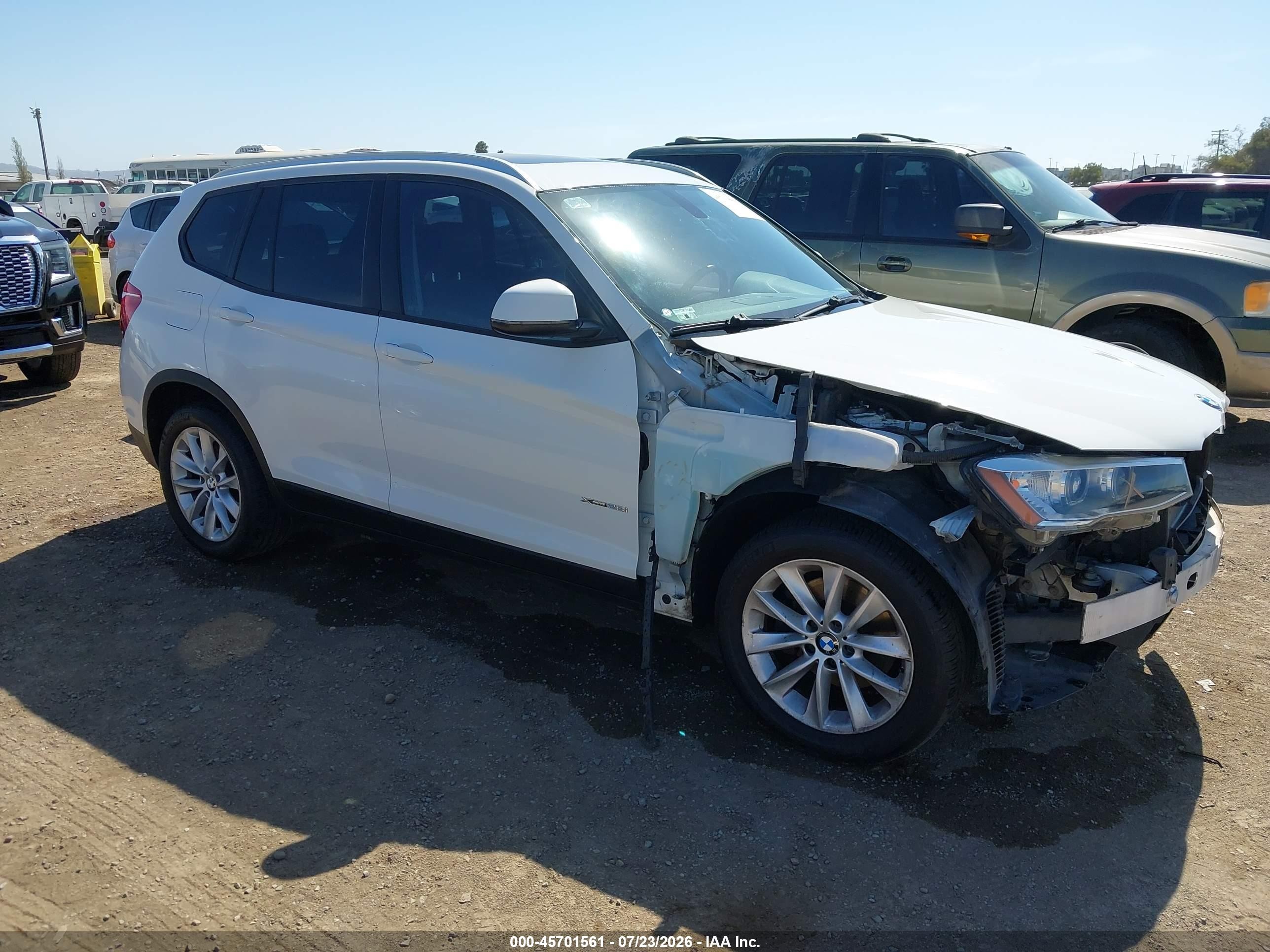 2015 Bmw X3 Xdrive28i White vin: 5UXWX9C53F0D61394