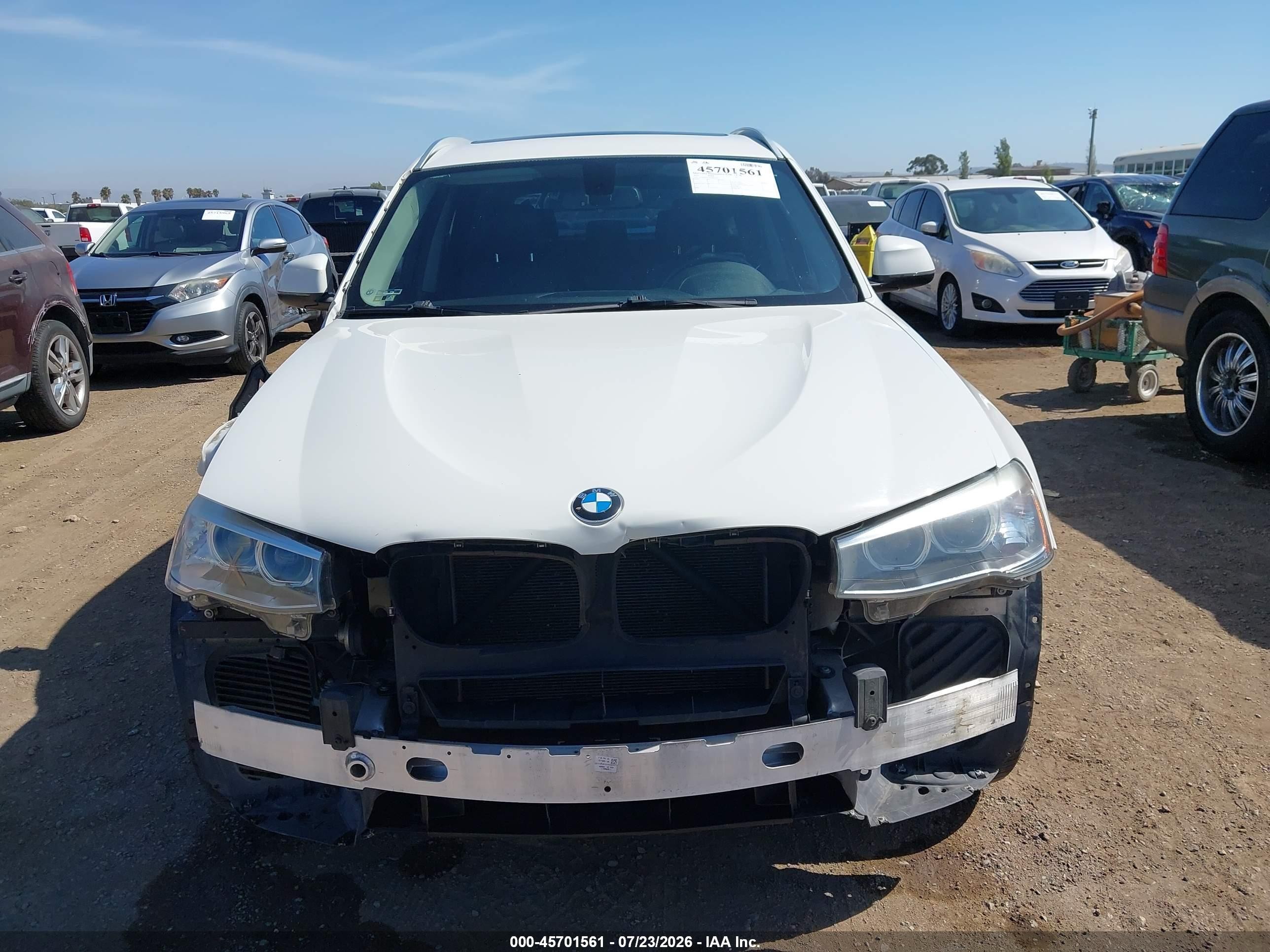 2015 Bmw X3 Xdrive28i White vin: 5UXWX9C53F0D61394