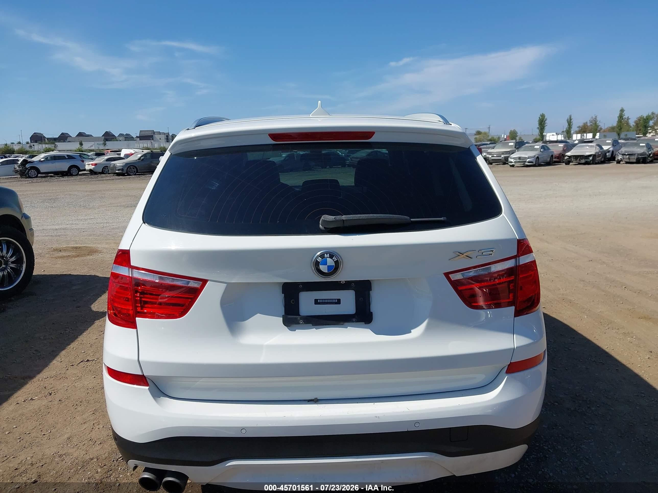2015 Bmw X3 Xdrive28i White vin: 5UXWX9C53F0D61394