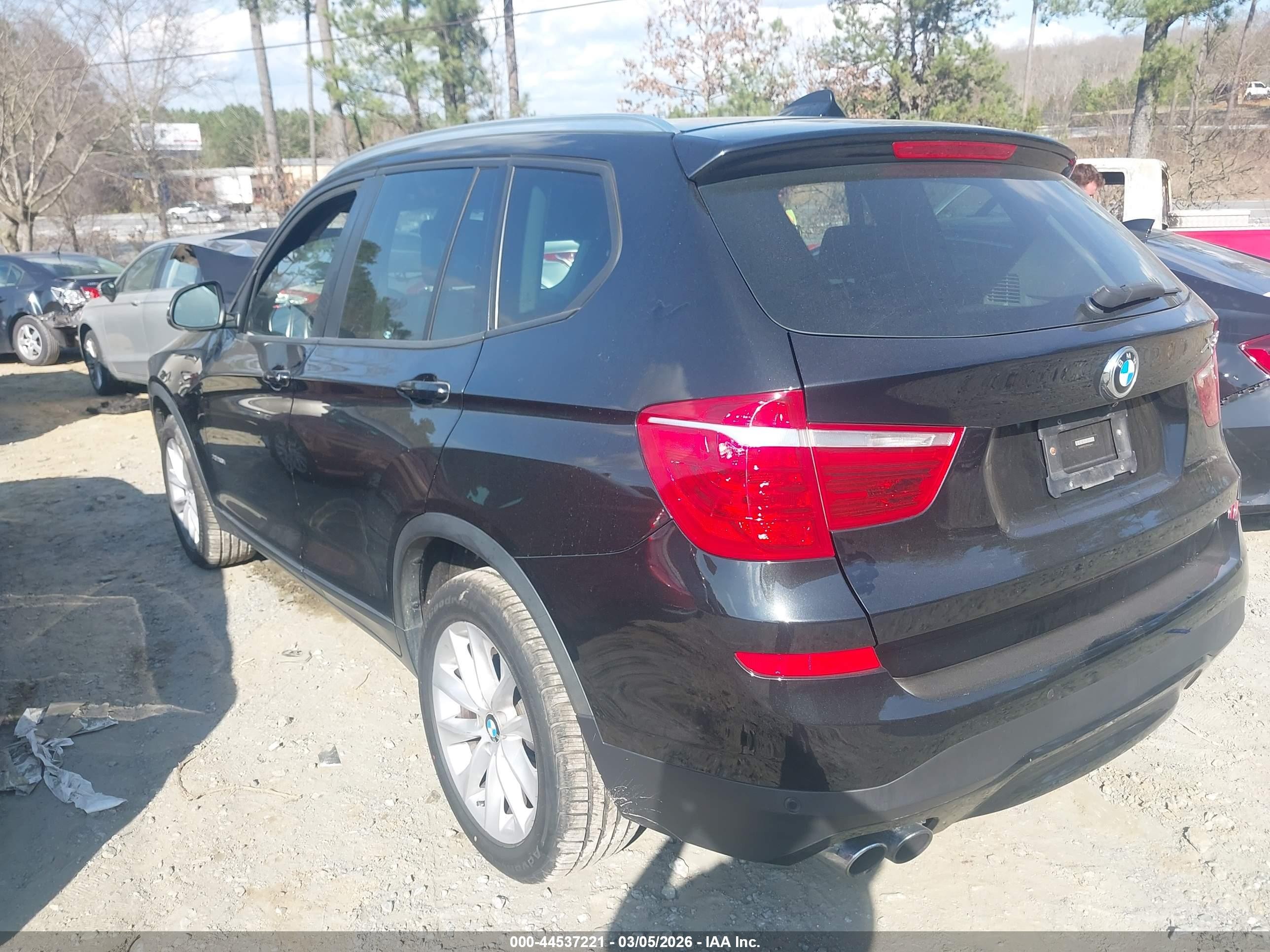 2015 Bmw X3 Xdrive28i Black vin: 5UXWX9C53F0D62660
