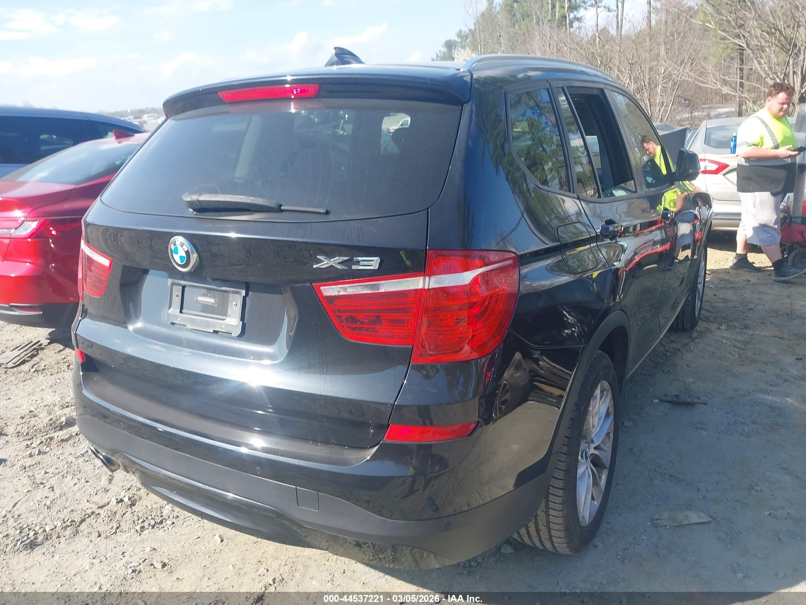 2015 Bmw X3 Xdrive28i Black vin: 5UXWX9C53F0D62660