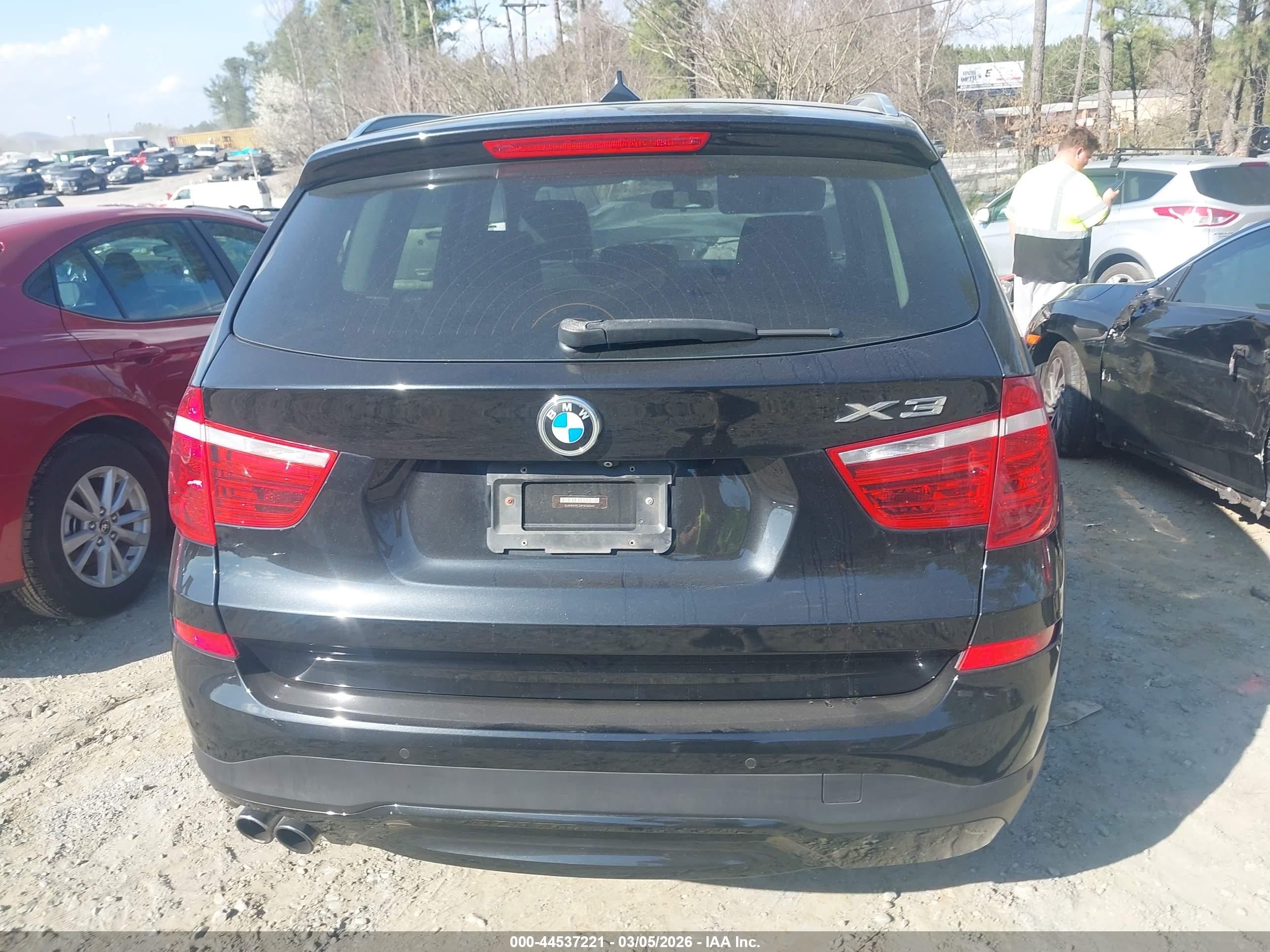 2015 Bmw X3 Xdrive28i Black vin: 5UXWX9C53F0D62660