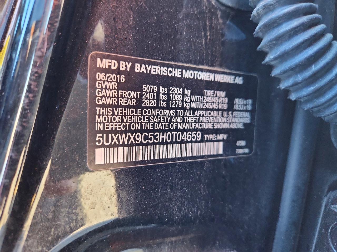 2017 Bmw X3 Xdrive28i Black vin: 5UXWX9C53H0T04659