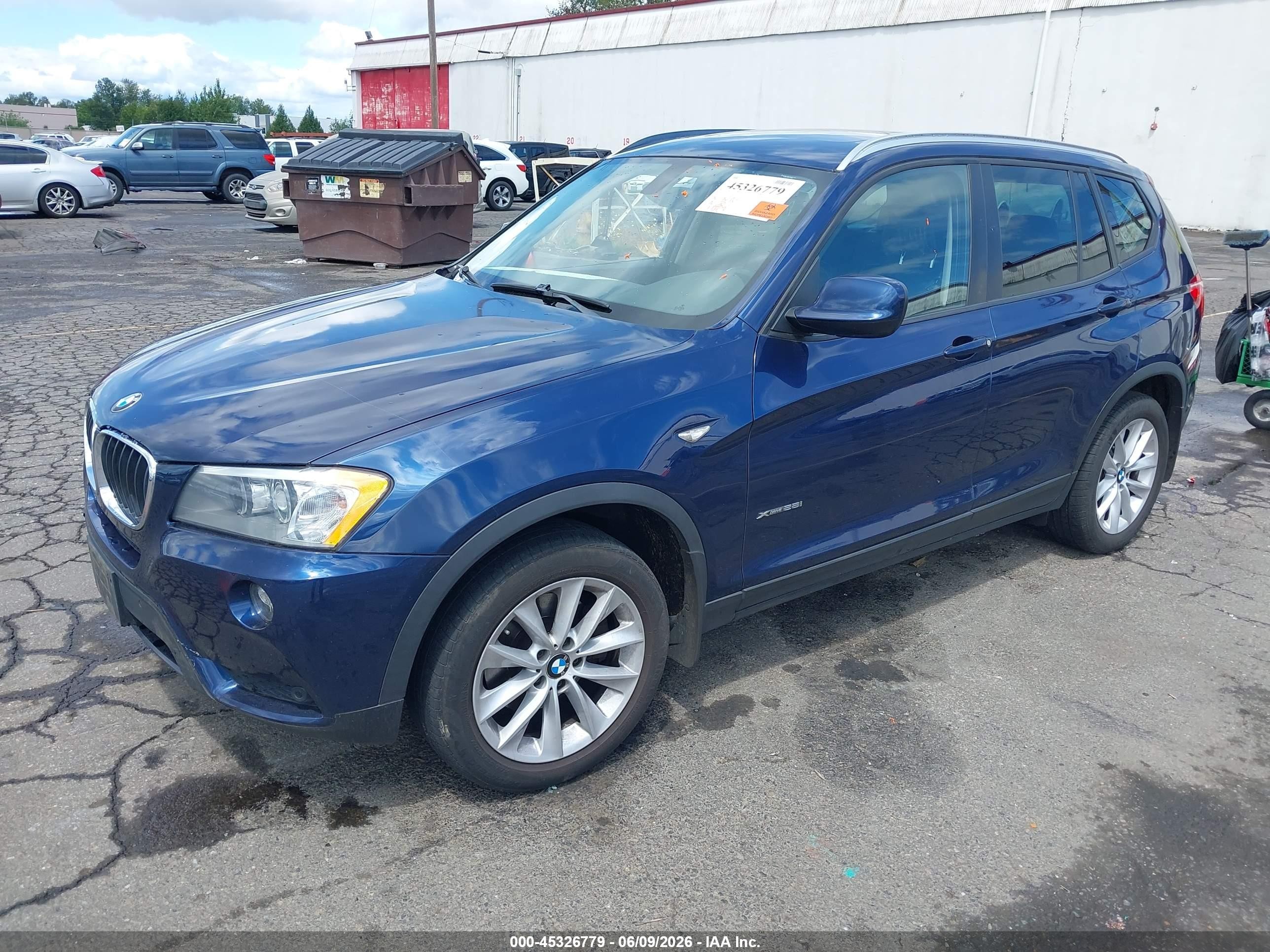 2013 Bmw X3 Xdrive28i Blue vin: 5UXWX9C54D0A10359