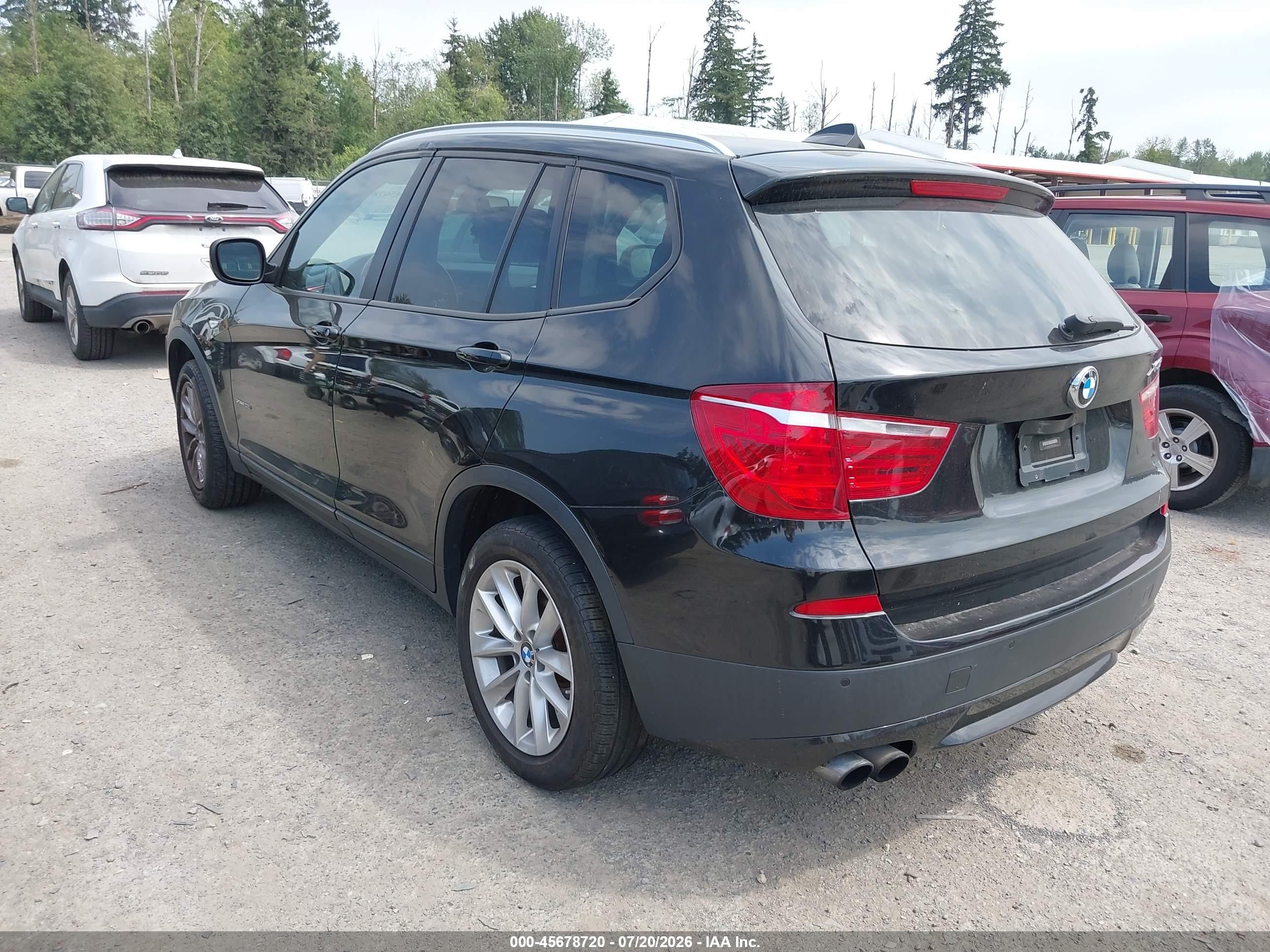 2013 Bmw X3 Xdrive28i Black vin: 5UXWX9C54D0A12614