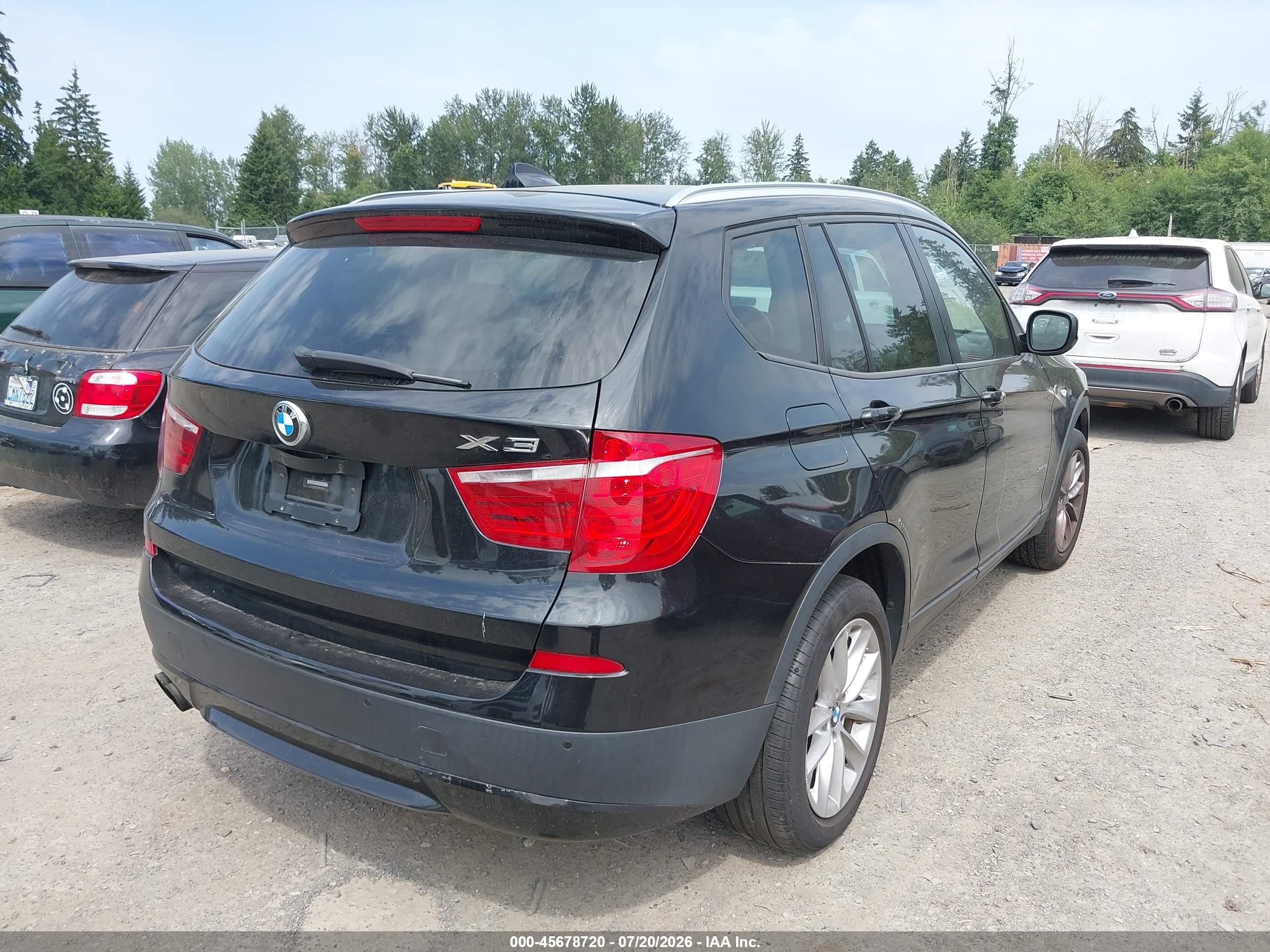 2013 Bmw X3 Xdrive28i Black vin: 5UXWX9C54D0A12614