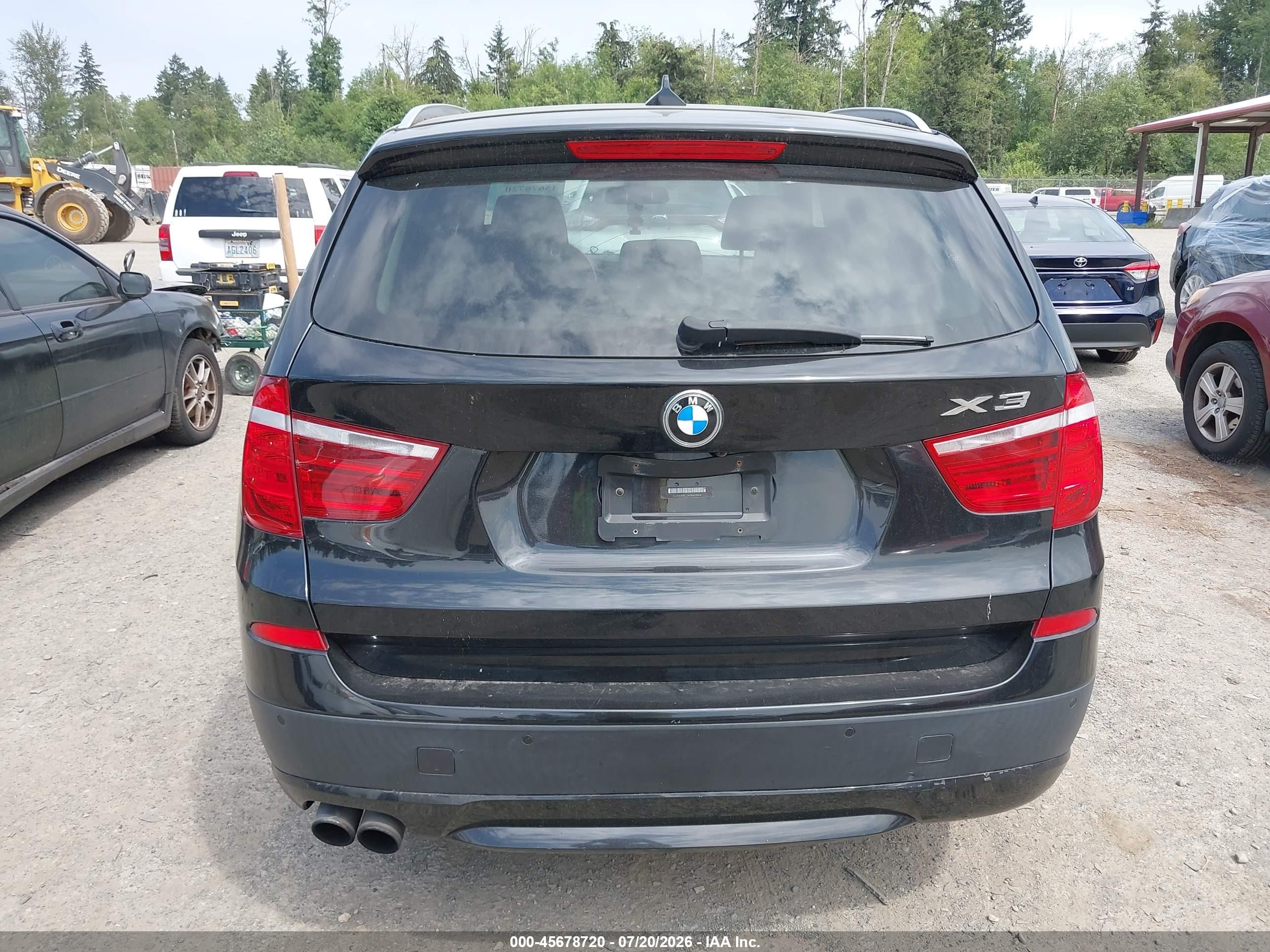 2013 Bmw X3 Xdrive28i Black vin: 5UXWX9C54D0A12614