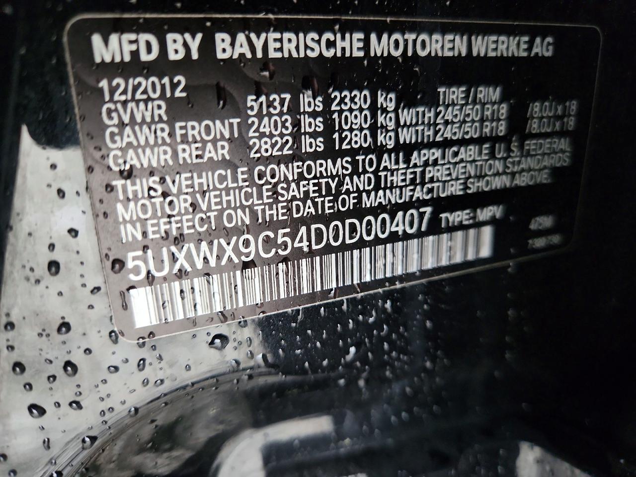 2013 Bmw X3 Xdrive28i Black vin: 5UXWX9C54D0D00407