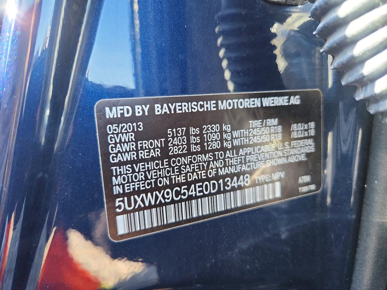 2014 Bmw X3 Xdrive28i Blue vin: 5UXWX9C54E0D13448