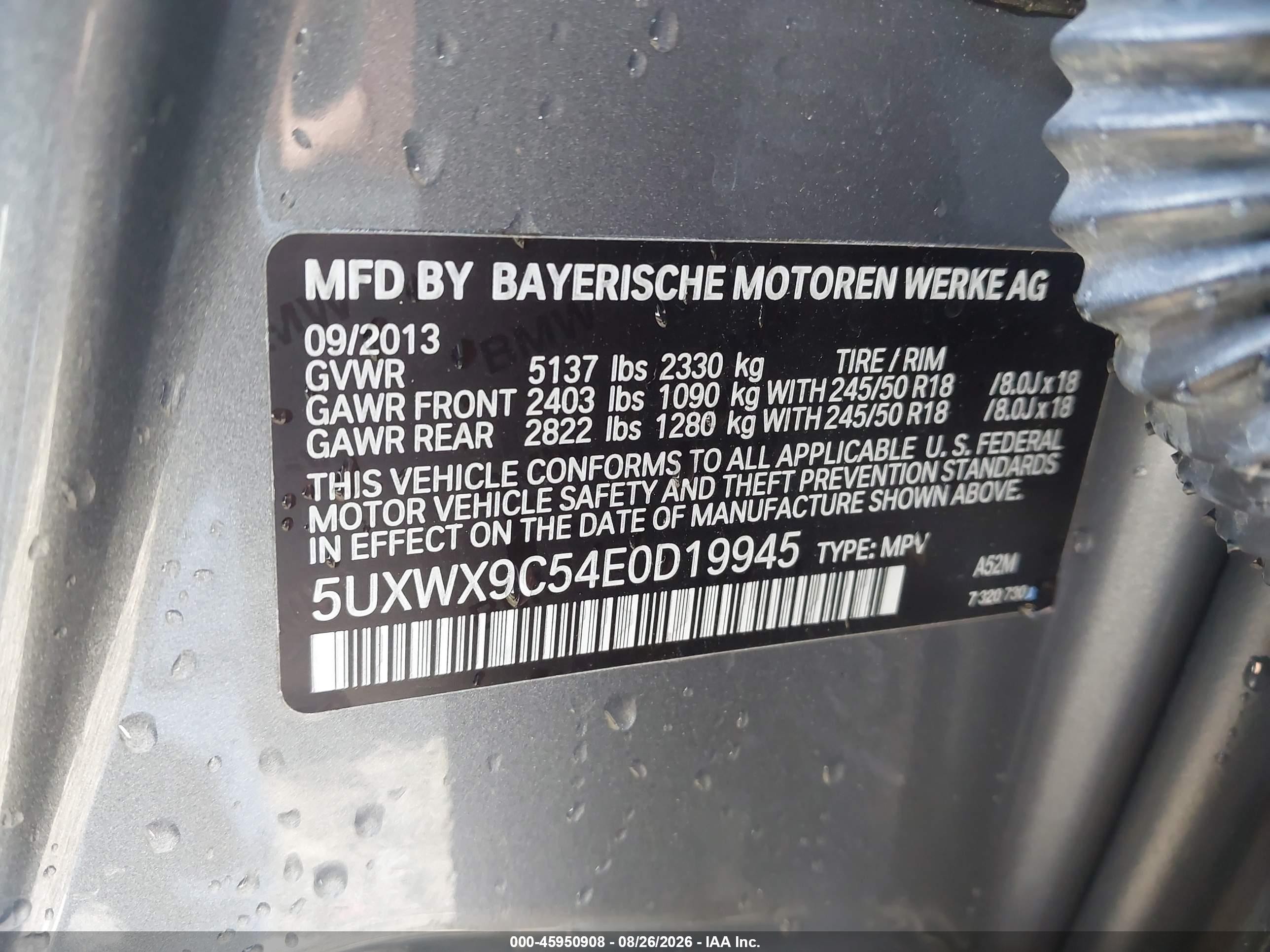 2014 Bmw X3 Xdrive28i Серый vin: 5UXWX9C54E0D19945