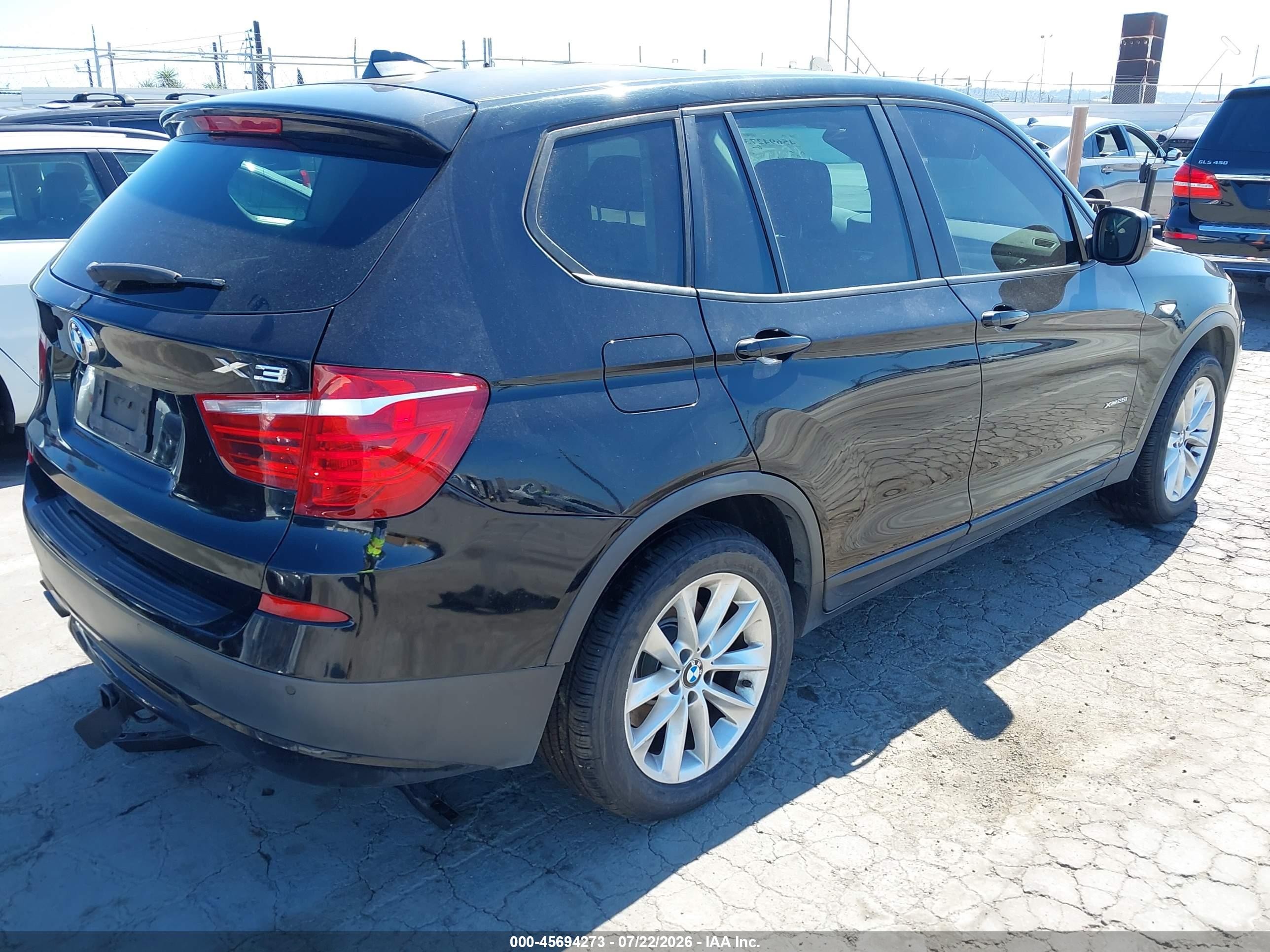 2014 Bmw X3 Xdrive28i Black vin: 5UXWX9C54E0D35465