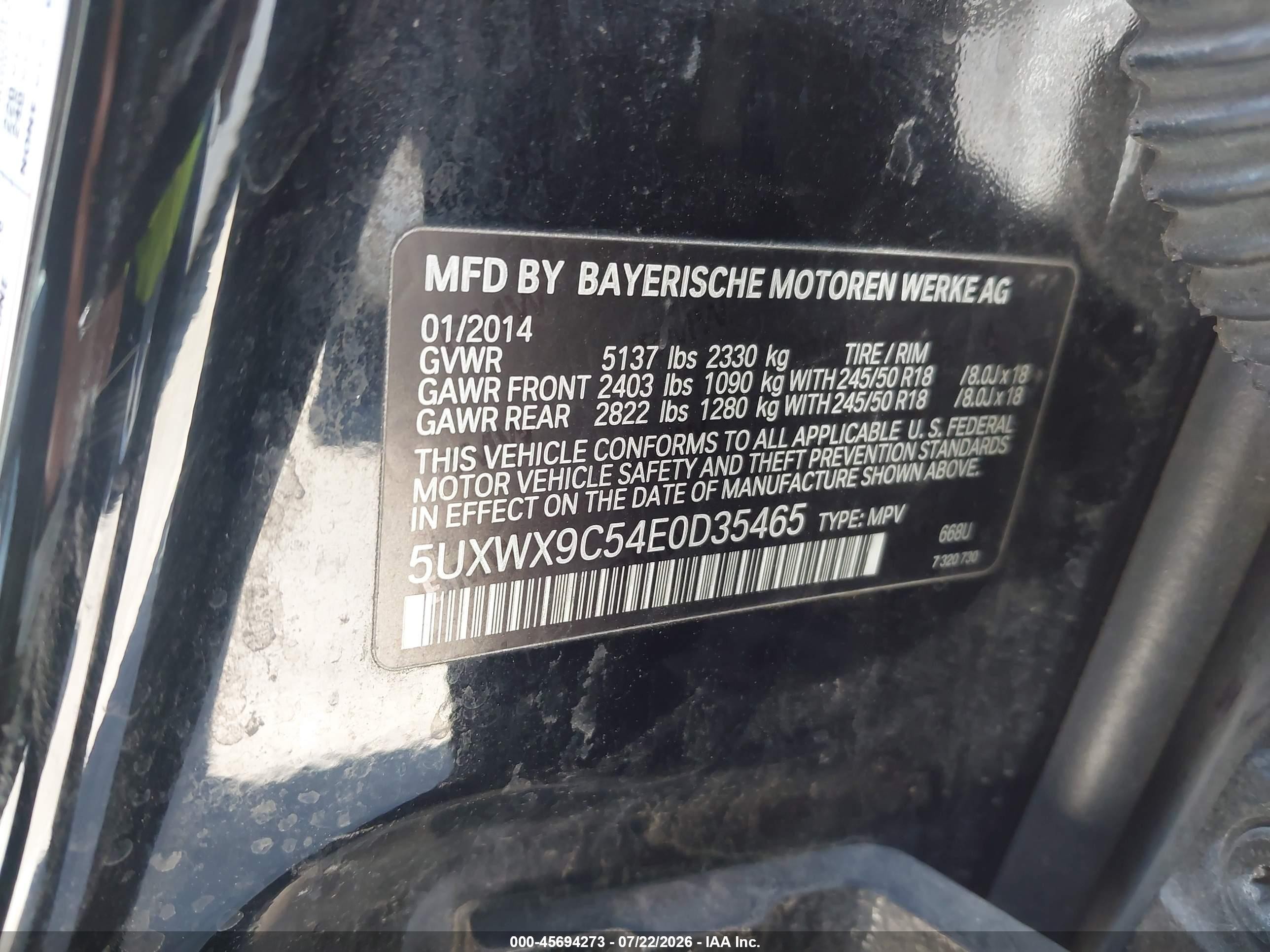 2014 Bmw X3 Xdrive28i Black vin: 5UXWX9C54E0D35465