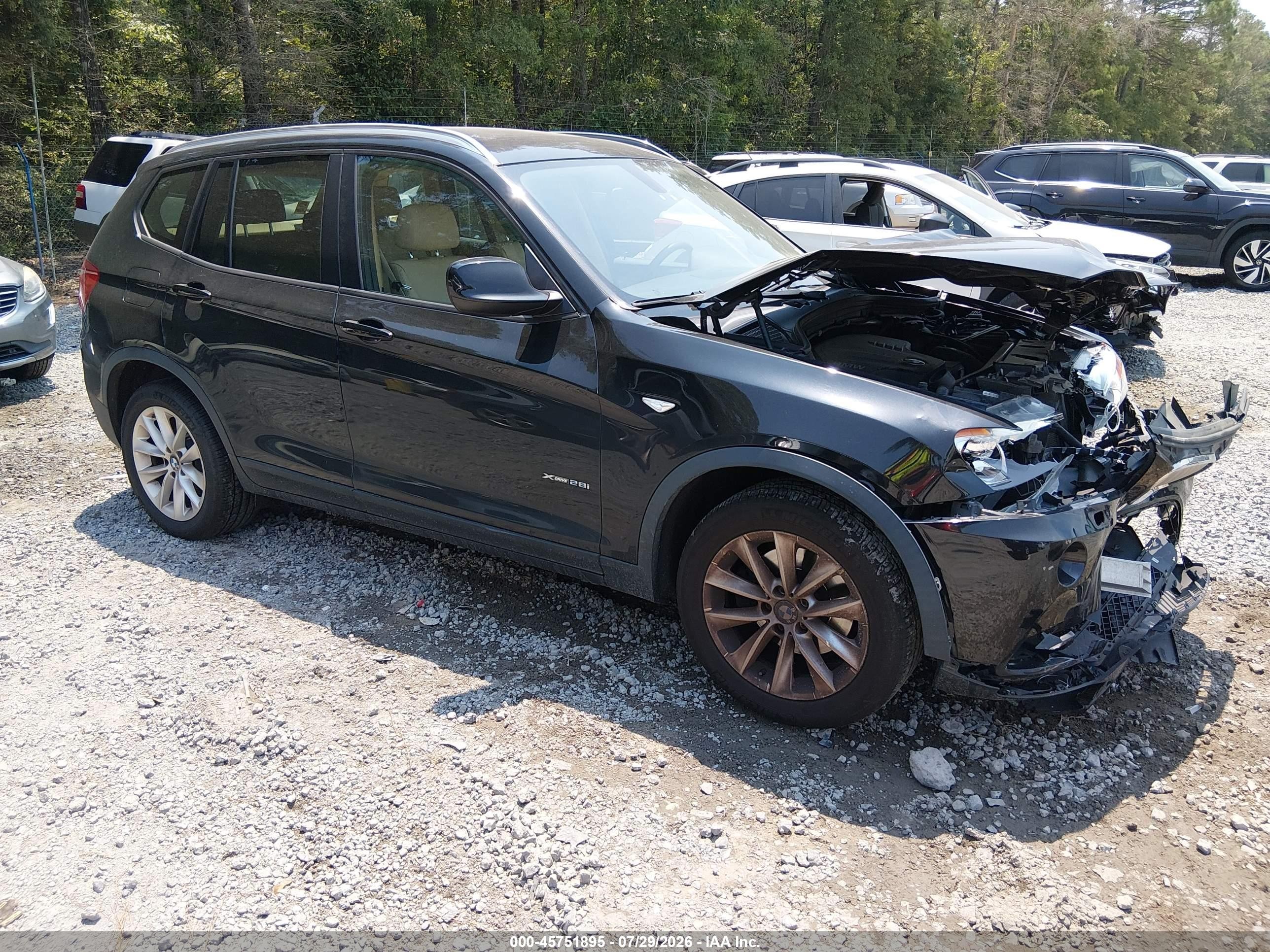 2014 Bmw X3 Xdrive28i Black vin: 5UXWX9C54E0D42870