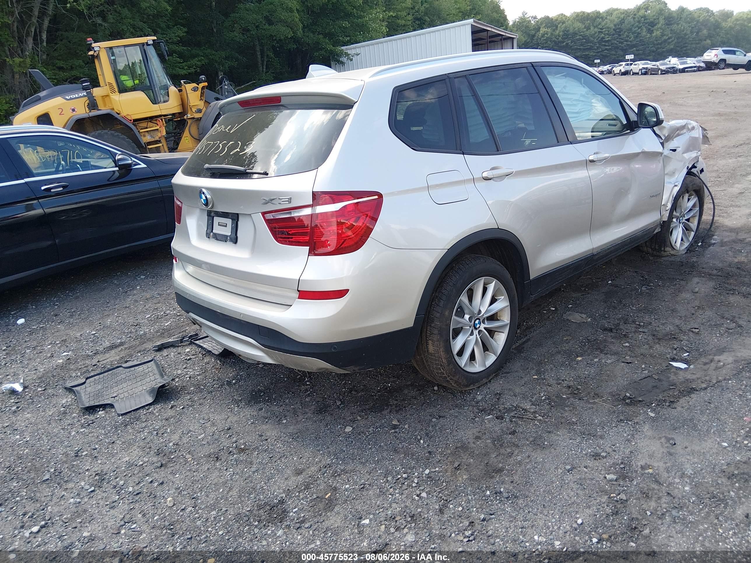 2015 Bmw X3 Xdrive28i Silver vin: 5UXWX9C54F0D44233