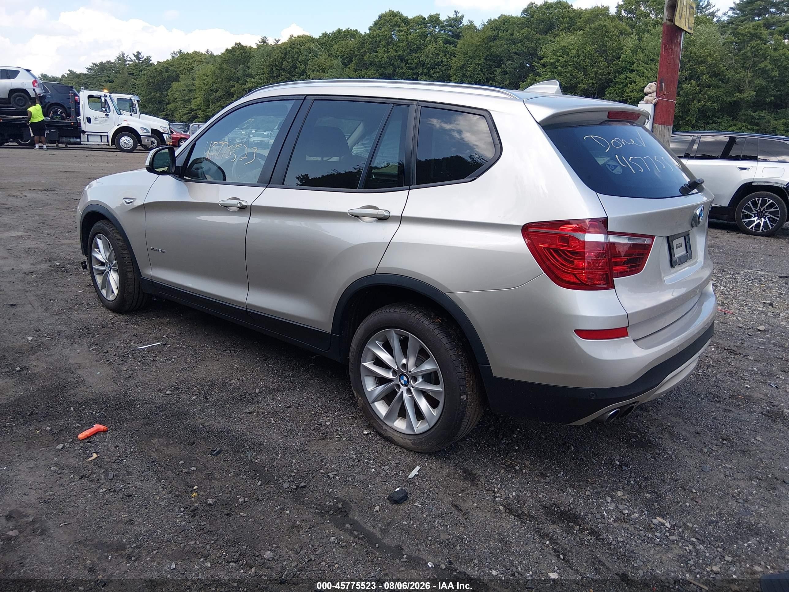 2015 Bmw X3 Xdrive28i Silver vin: 5UXWX9C54F0D44233