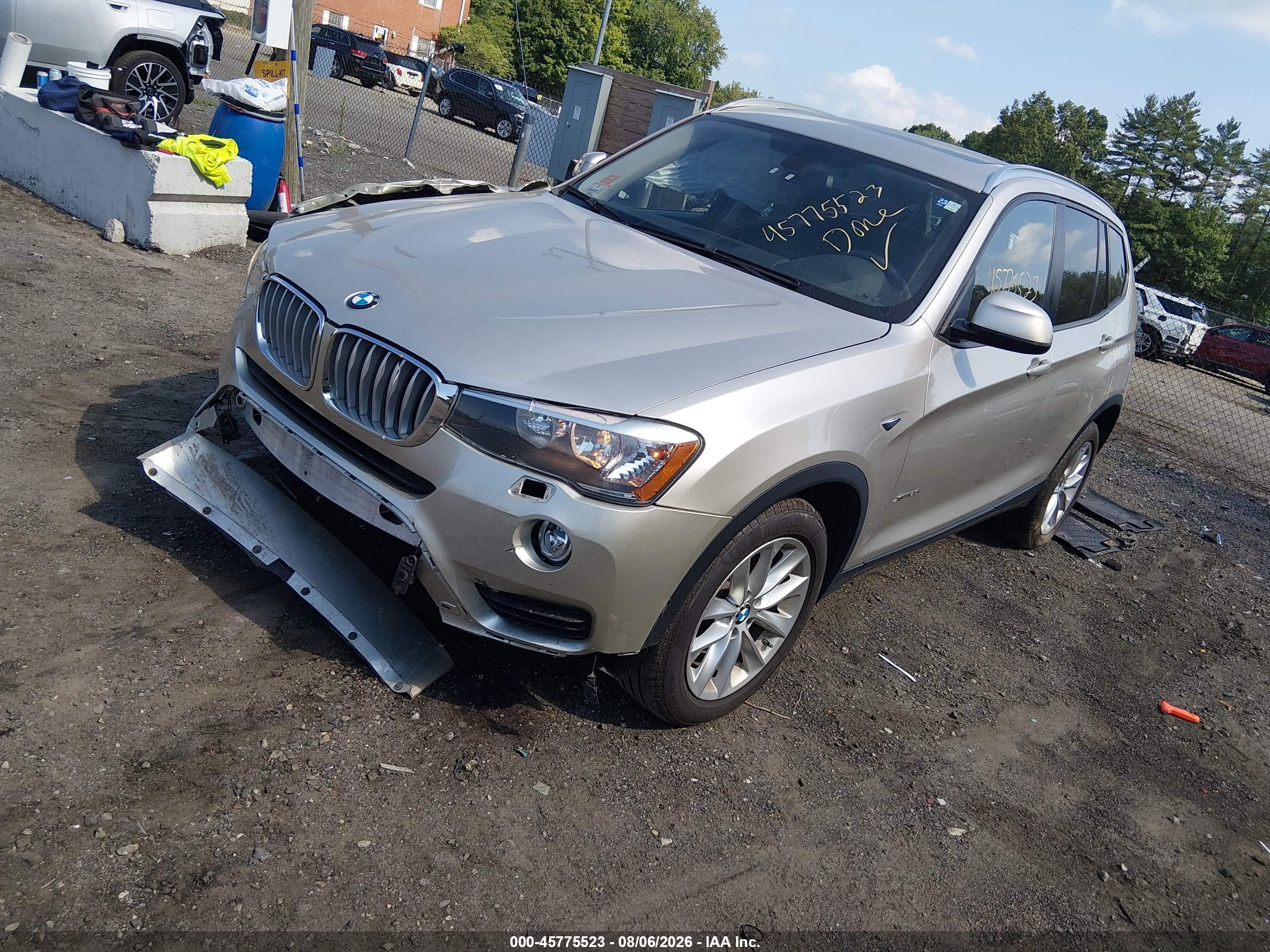 2015 Bmw X3 Xdrive28i Silver vin: 5UXWX9C54F0D44233