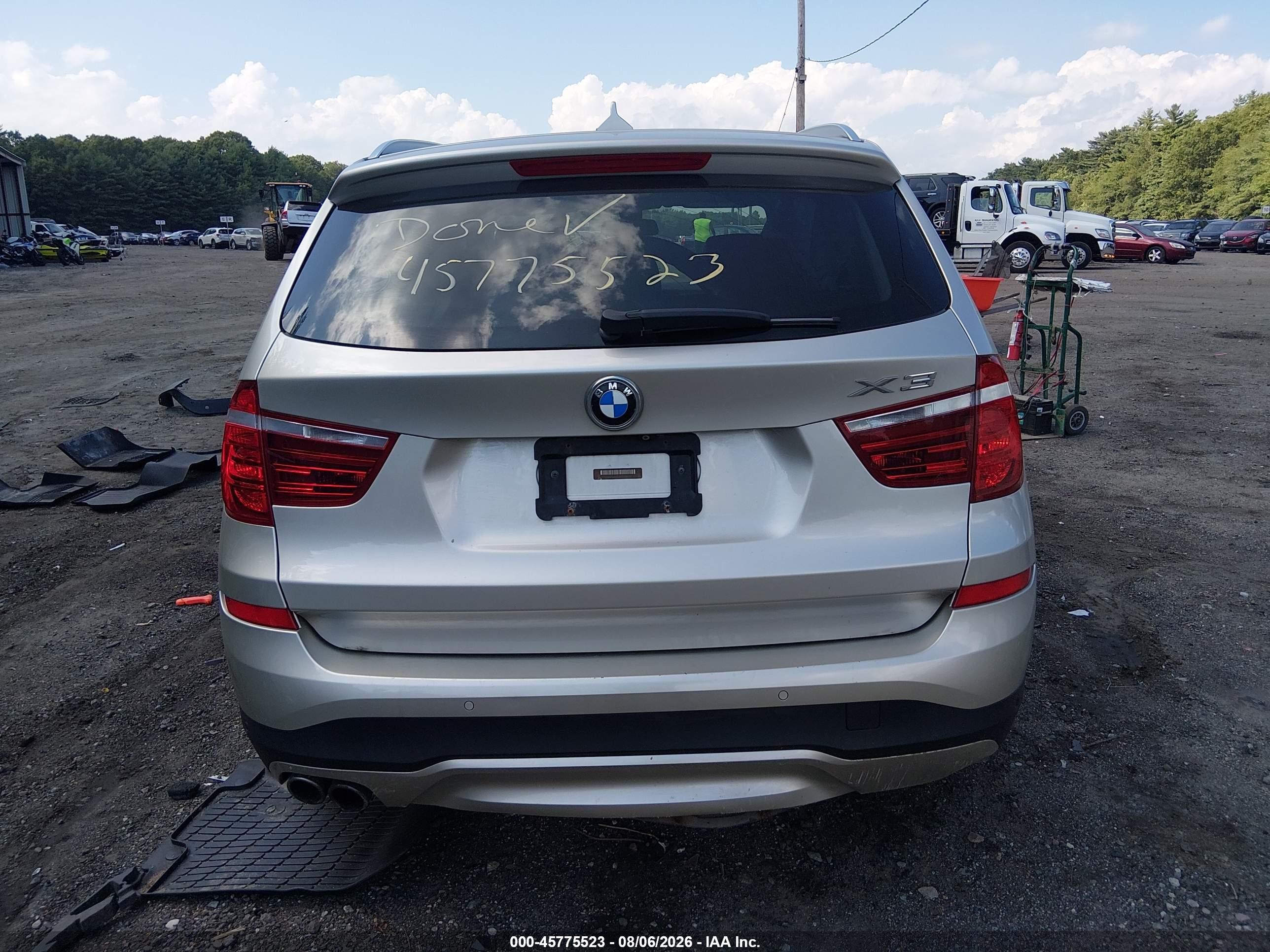 2015 Bmw X3 Xdrive28i Silver vin: 5UXWX9C54F0D44233