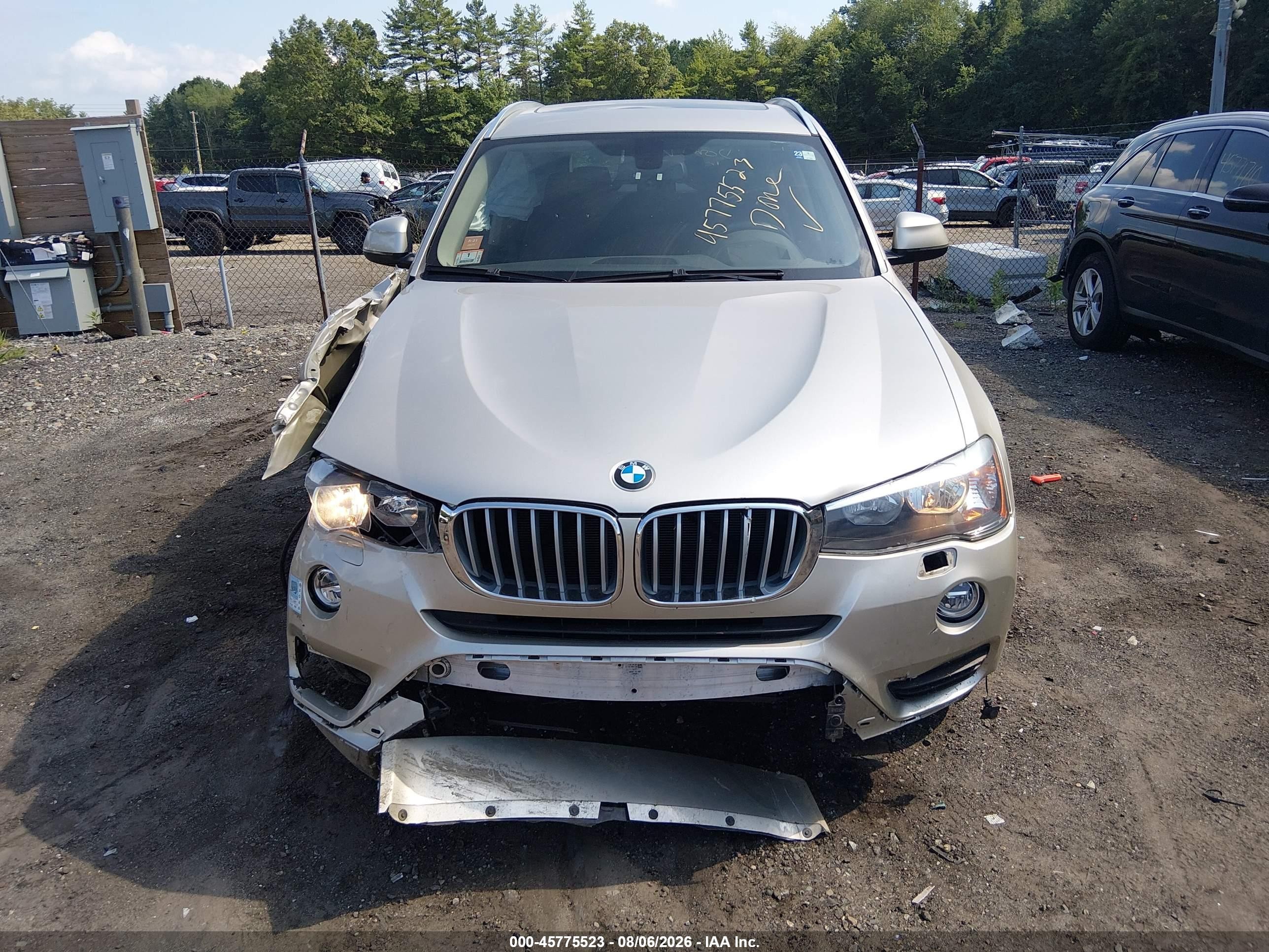 2015 Bmw X3 Xdrive28i Silver vin: 5UXWX9C54F0D44233