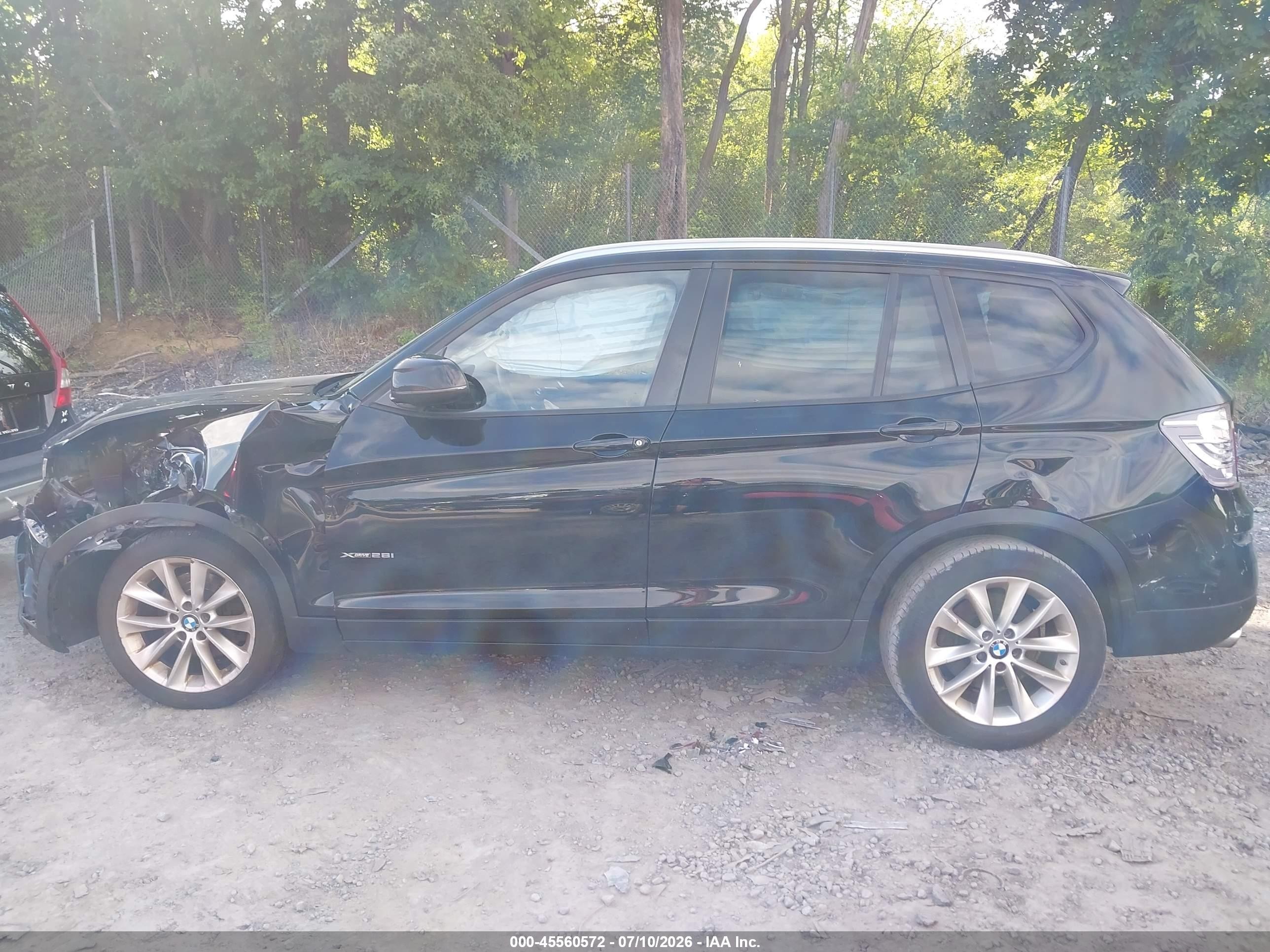 2015 Bmw X3 Xdrive28i Black vin: 5UXWX9C54F0D47147