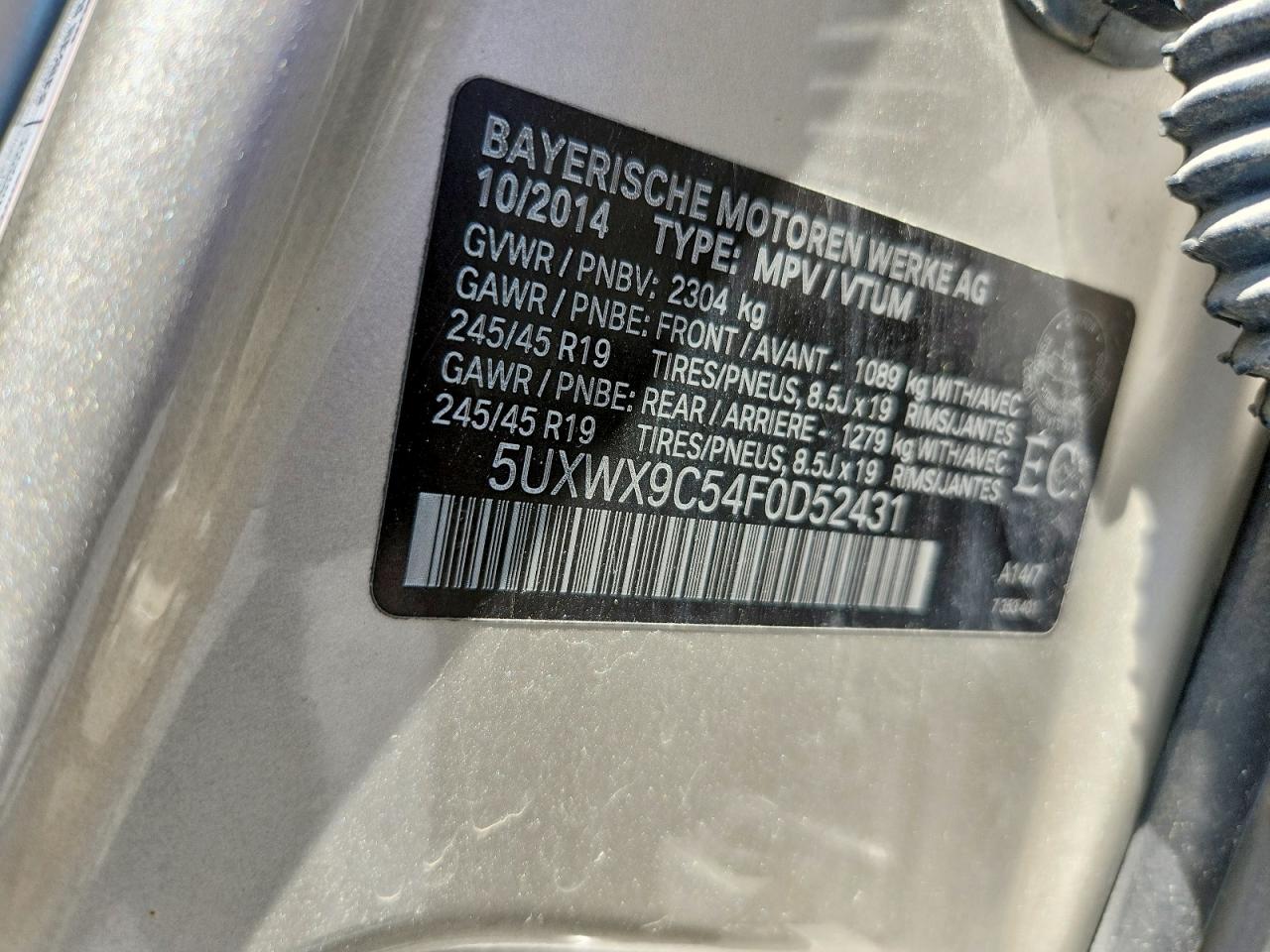 2015 Bmw X3 Xdrive28i Silver vin: 5UXWX9C54F0D52431