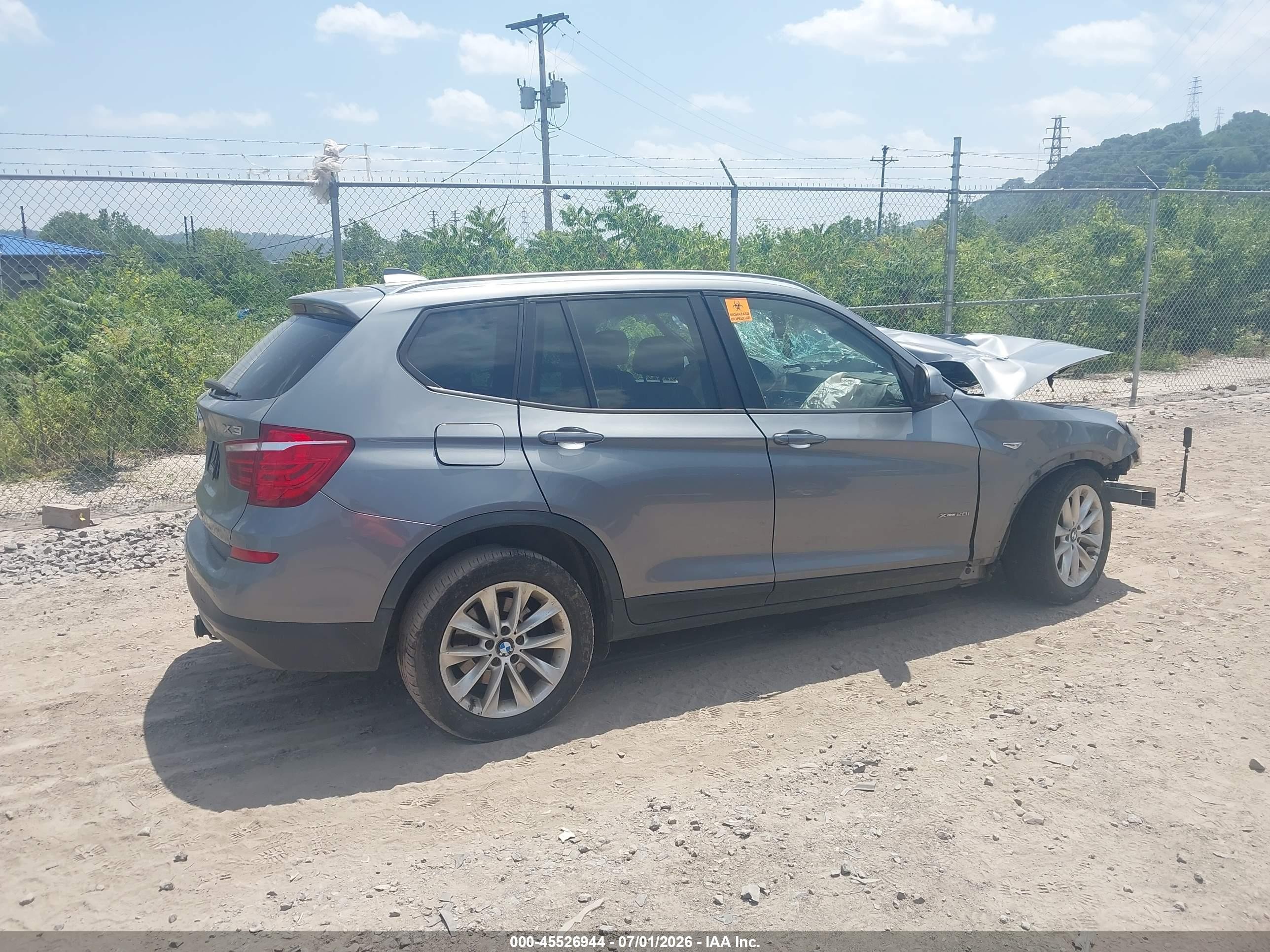 2015 Bmw X3 Xdrive28i Серый vin: 5UXWX9C54F0D53174