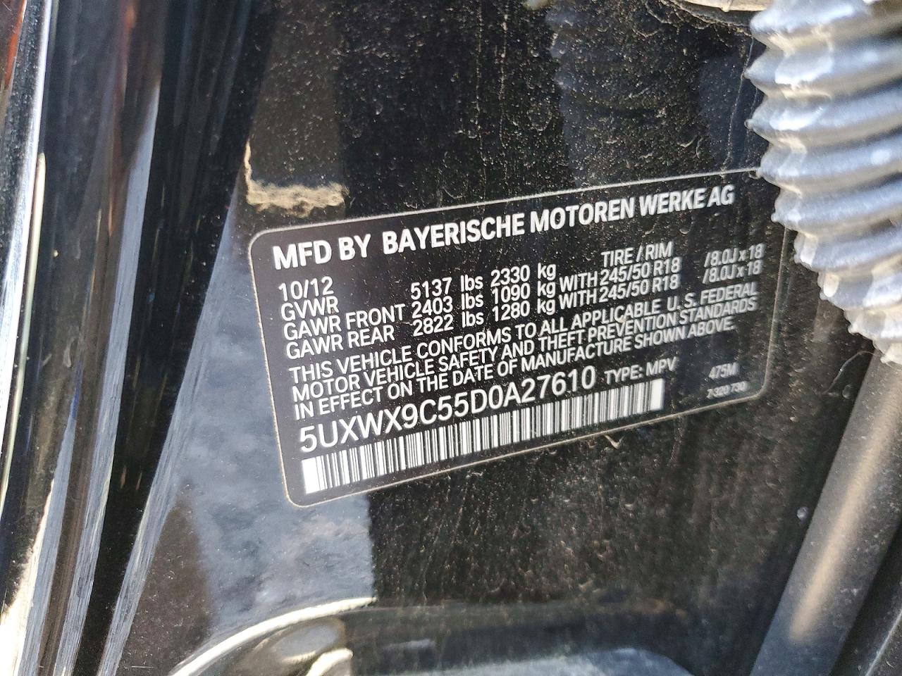2013 Bmw X3 Xdrive28i Black vin: 5UXWX9C55D0A27610