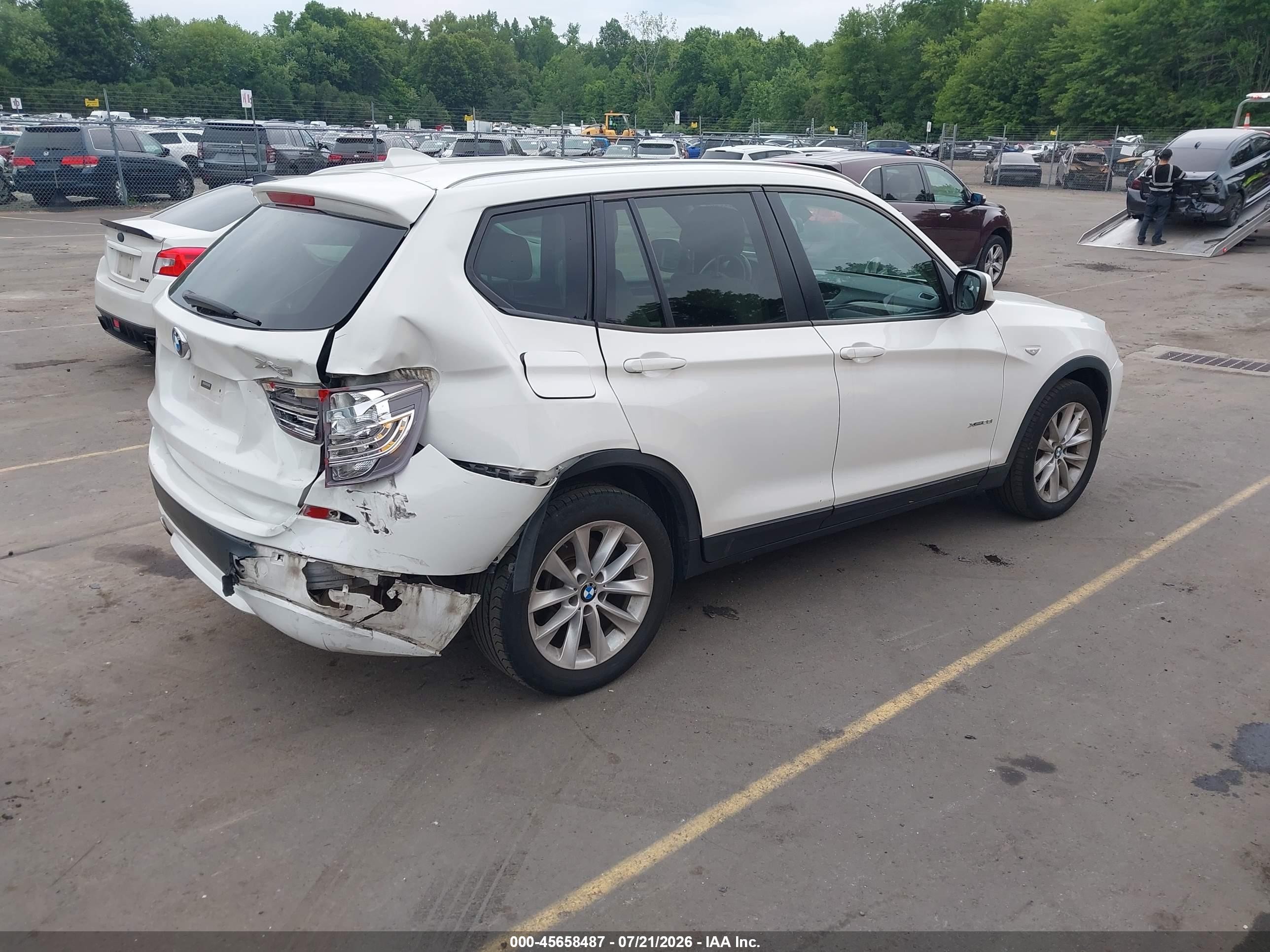2014 Bmw X3 Xdrive28i White vin: 5UXWX9C55E0D19646