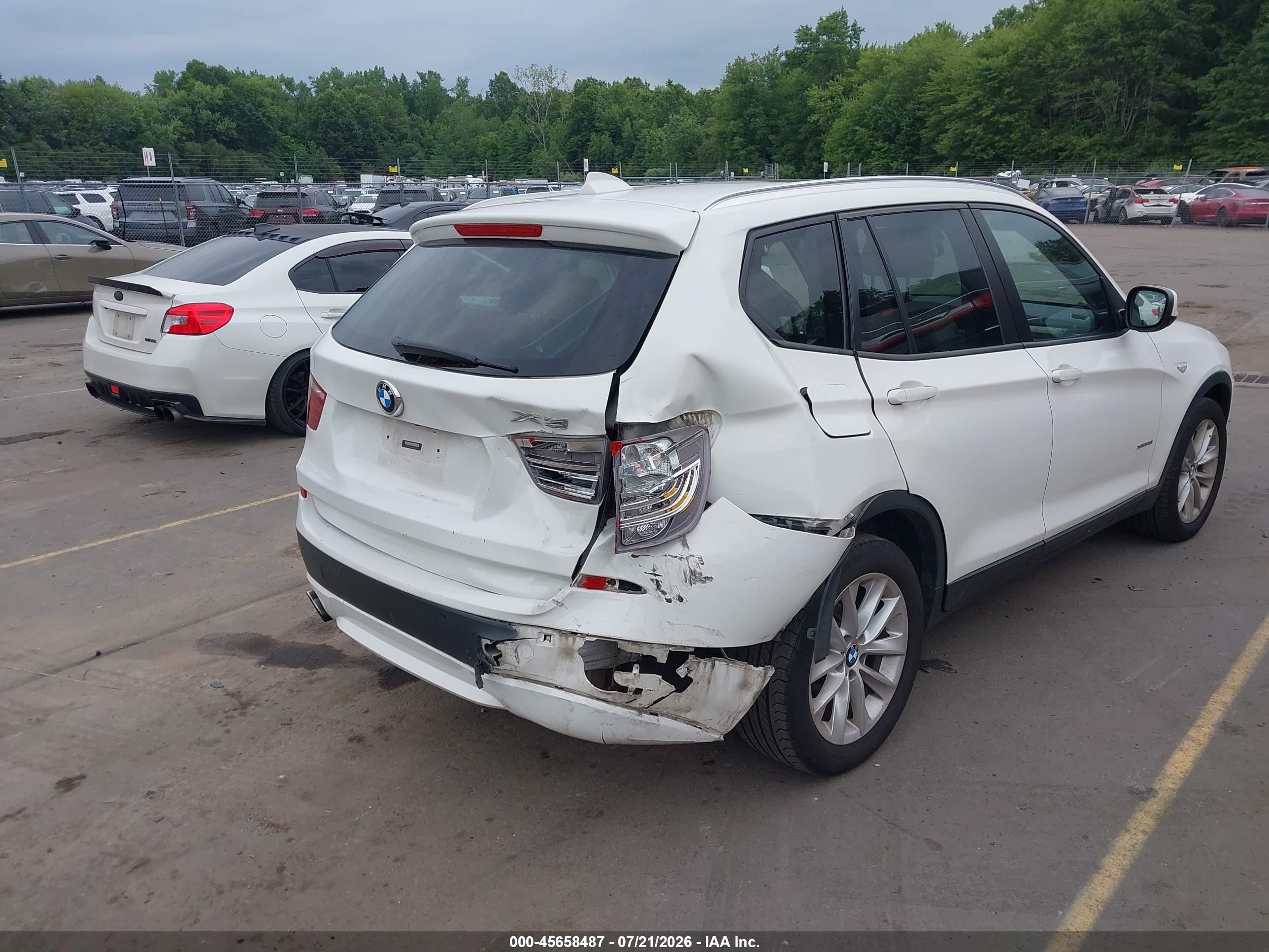 2014 Bmw X3 Xdrive28i White vin: 5UXWX9C55E0D19646