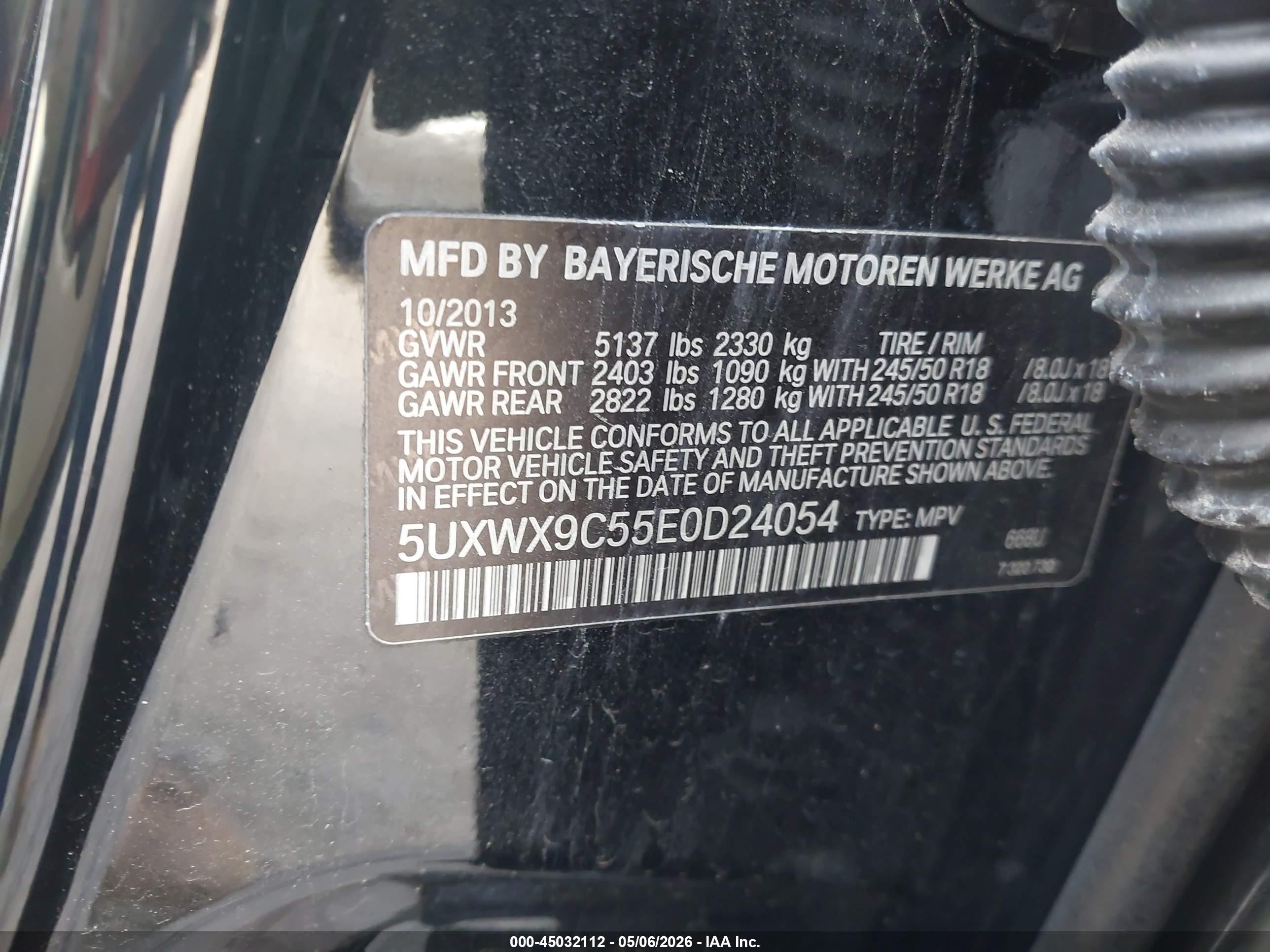 2014 Bmw X3 Xdrive28i Черный vin: 5UXWX9C55E0D24054