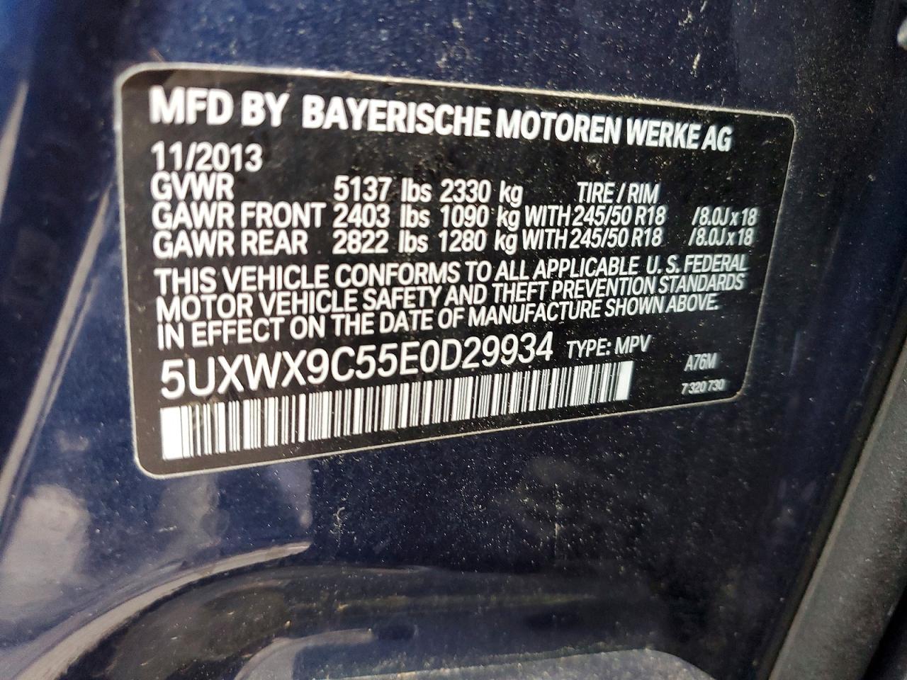 2014 Bmw X3 Xdrive28i Синий vin: 5UXWX9C55E0D29934