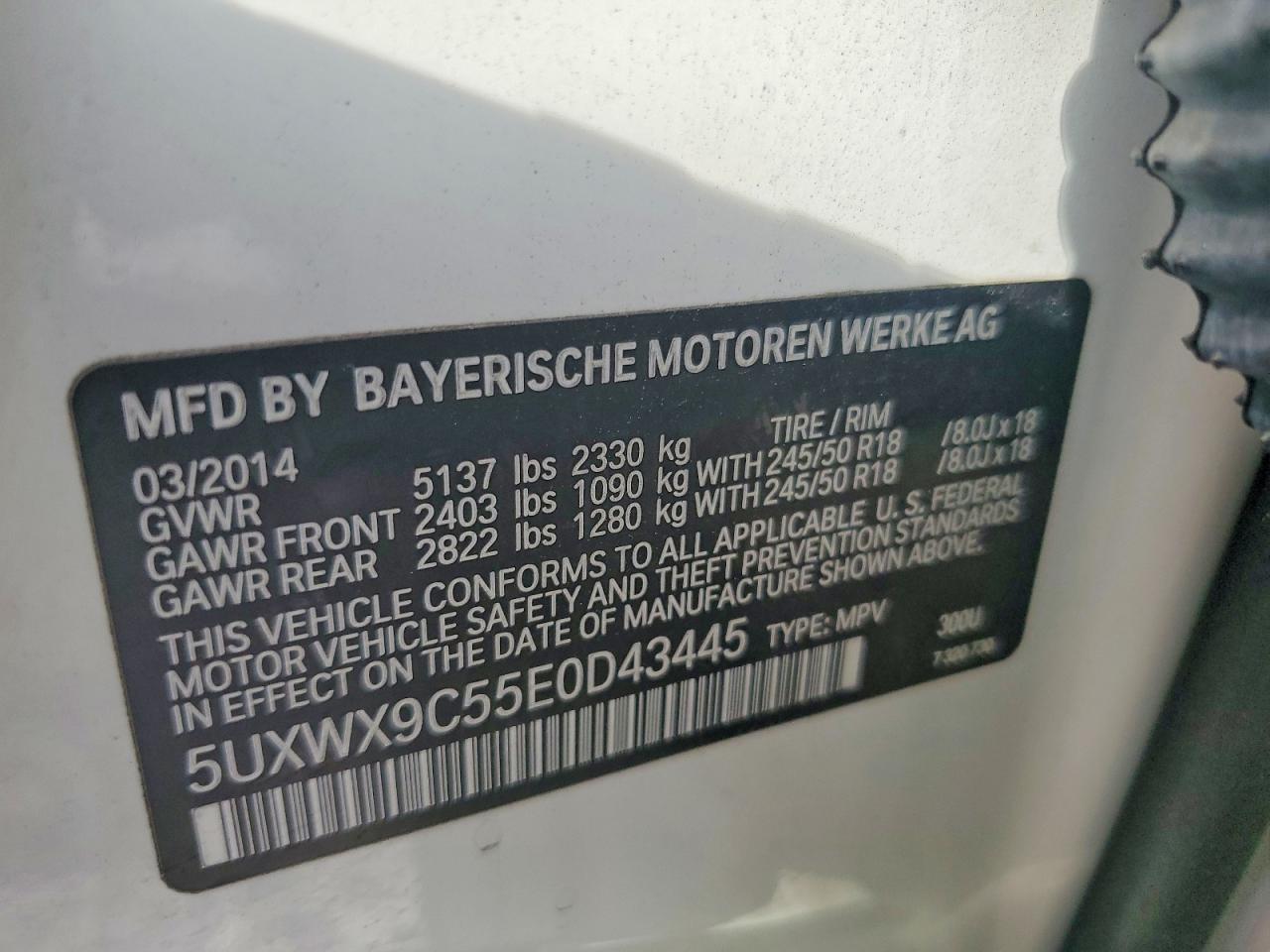 2014 Bmw X3 Xdrive28i White vin: 5UXWX9C55E0D43445