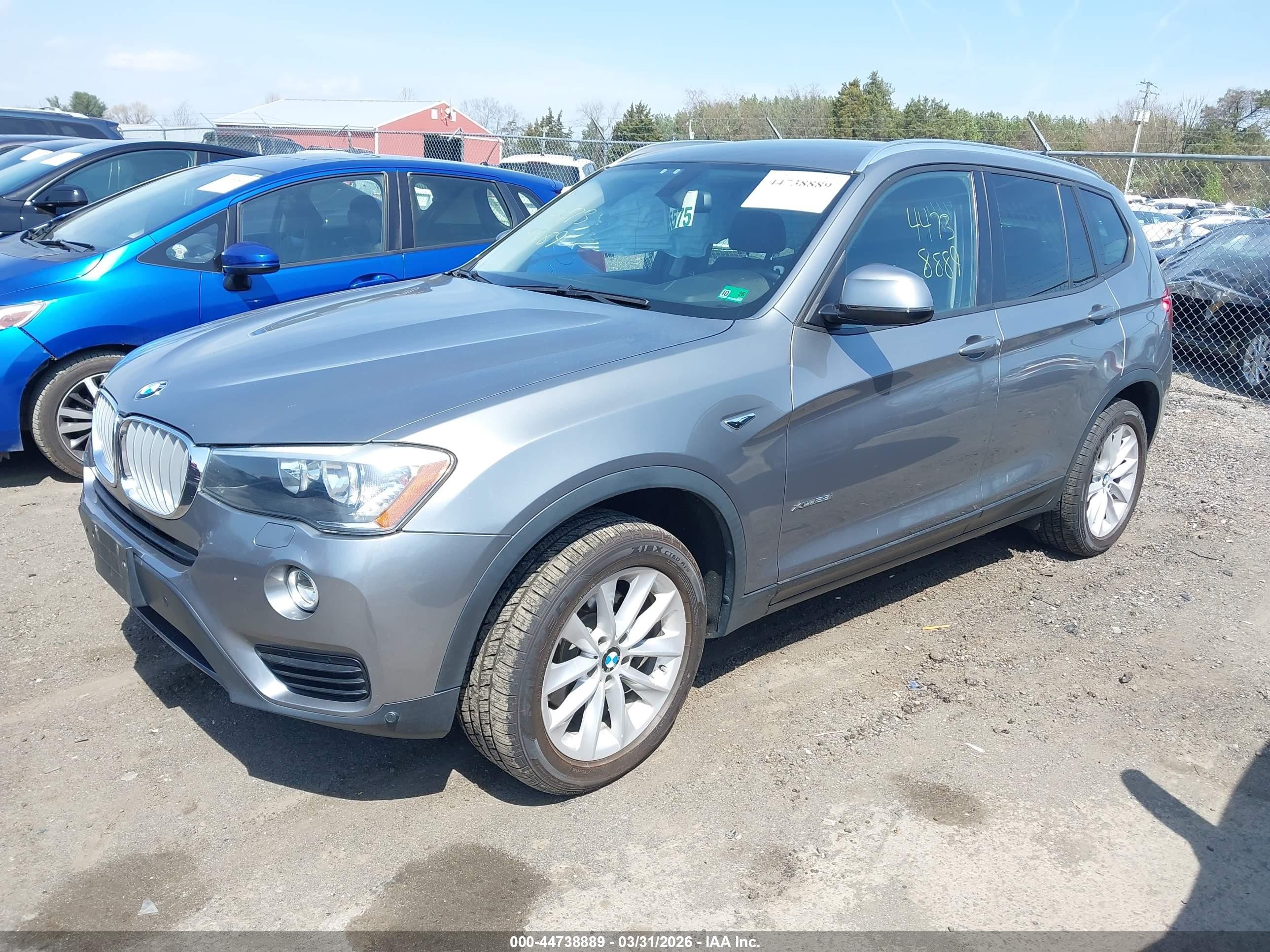 2015 Bmw X3 Xdrive28i Gray vin: 5UXWX9C55F0D49862