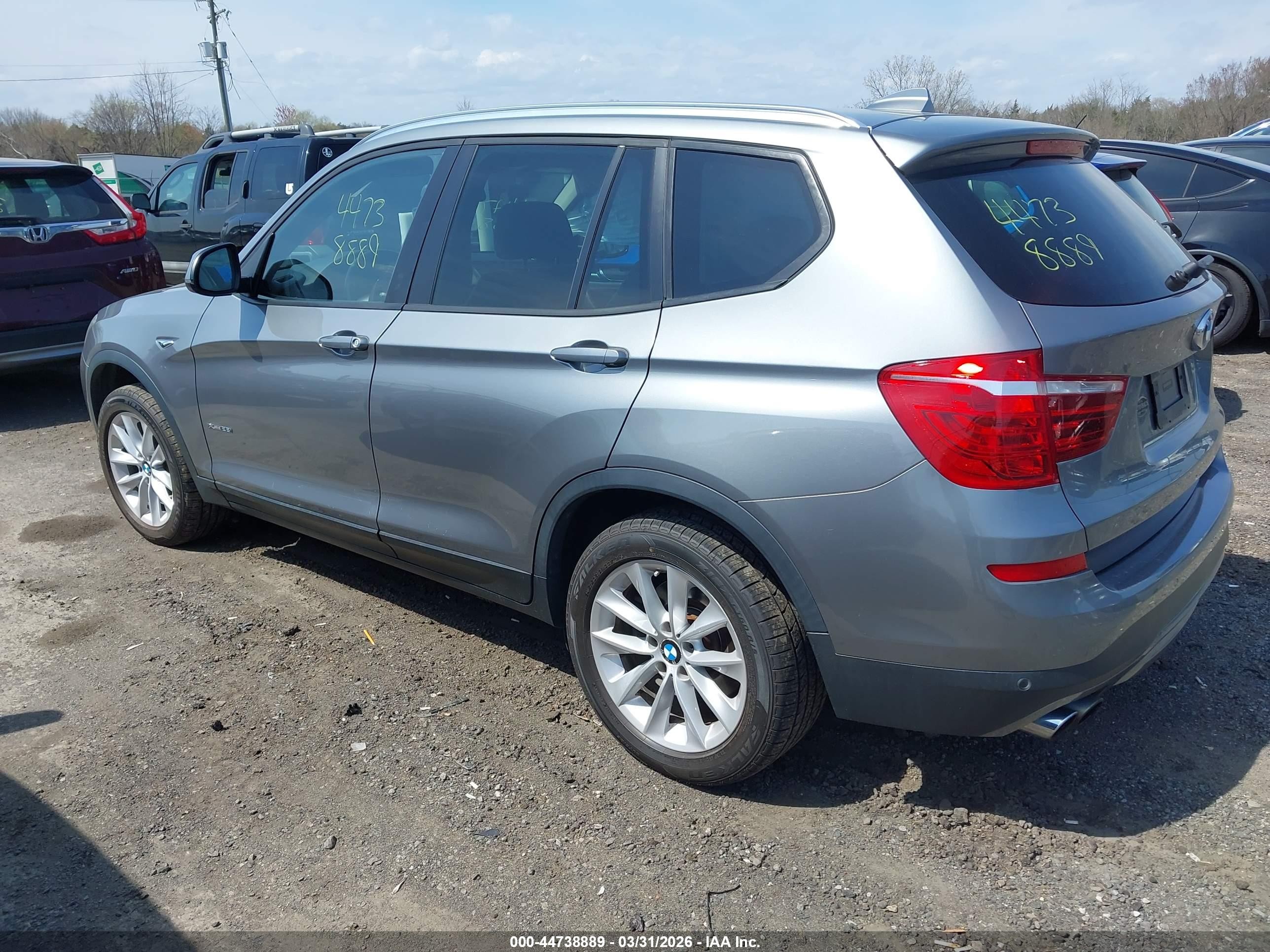2015 Bmw X3 Xdrive28i Gray vin: 5UXWX9C55F0D49862