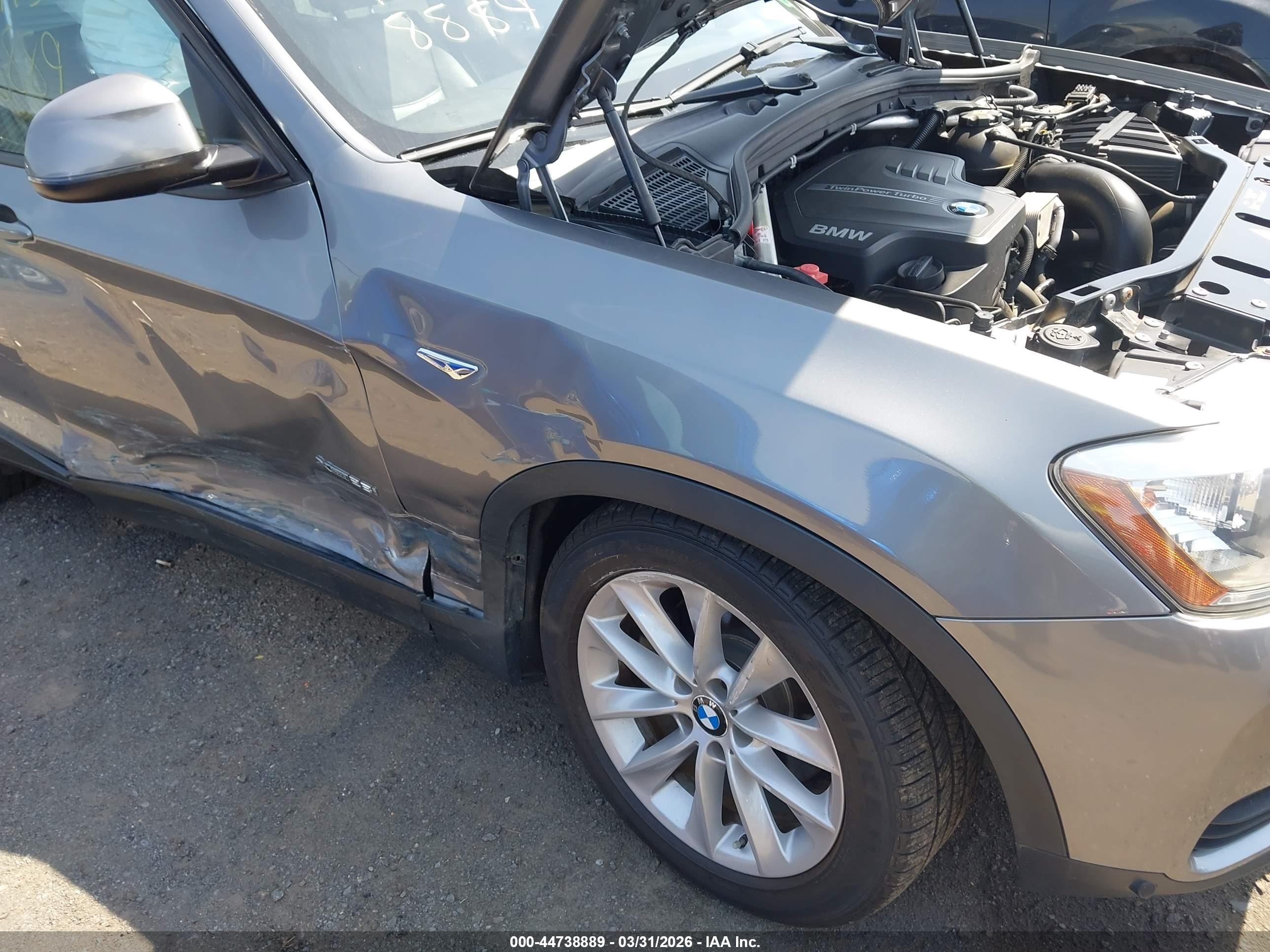 2015 Bmw X3 Xdrive28i Gray vin: 5UXWX9C55F0D49862