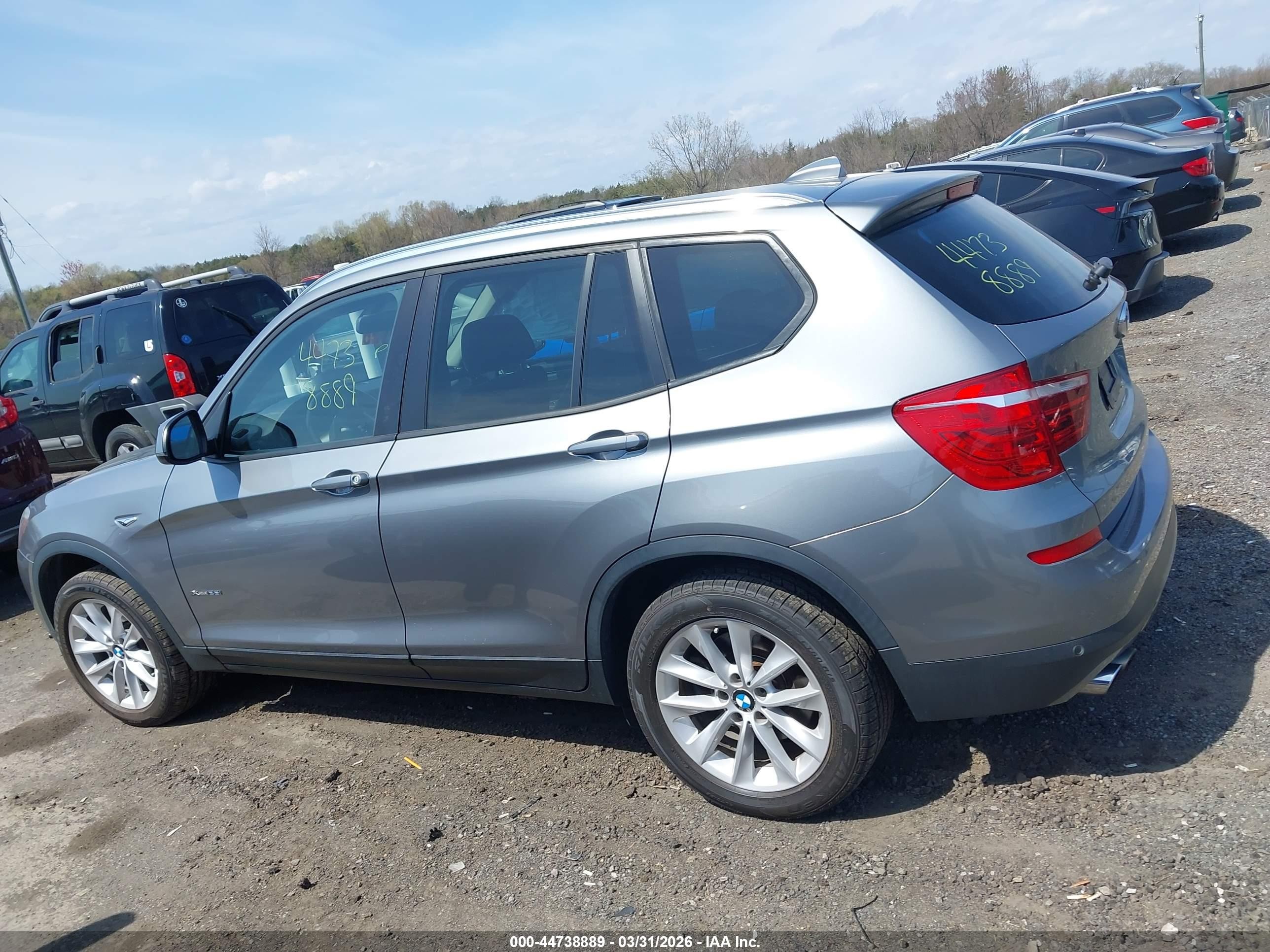 2015 Bmw X3 Xdrive28i Gray vin: 5UXWX9C55F0D49862
