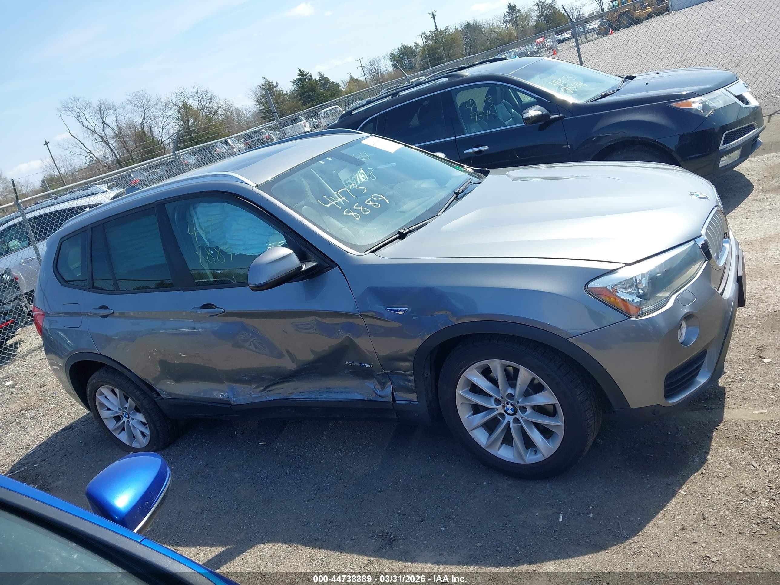 2015 Bmw X3 Xdrive28i Gray vin: 5UXWX9C55F0D49862
