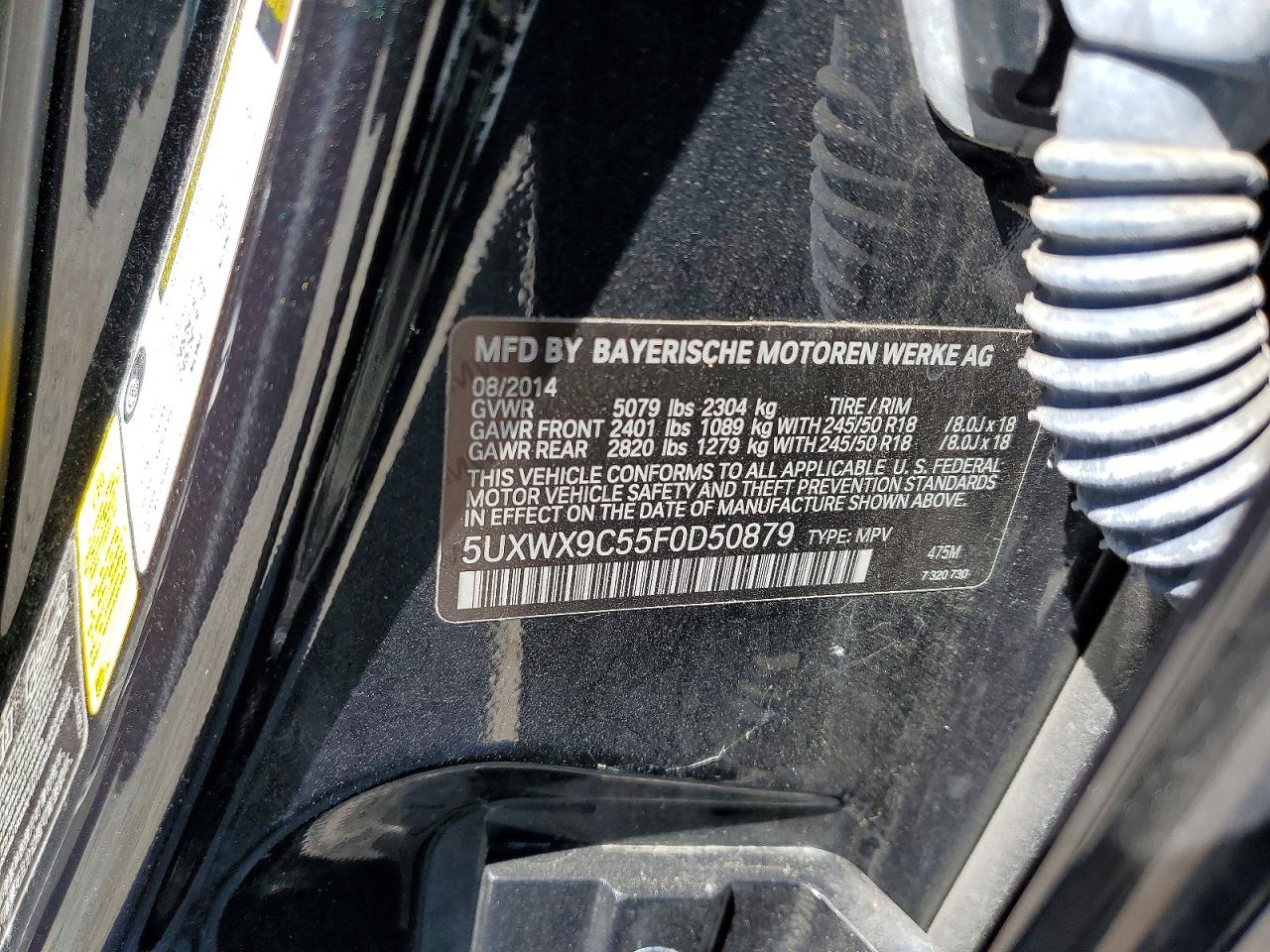 2015 Bmw X3 Xdrive28i Черный vin: 5UXWX9C55F0D50879