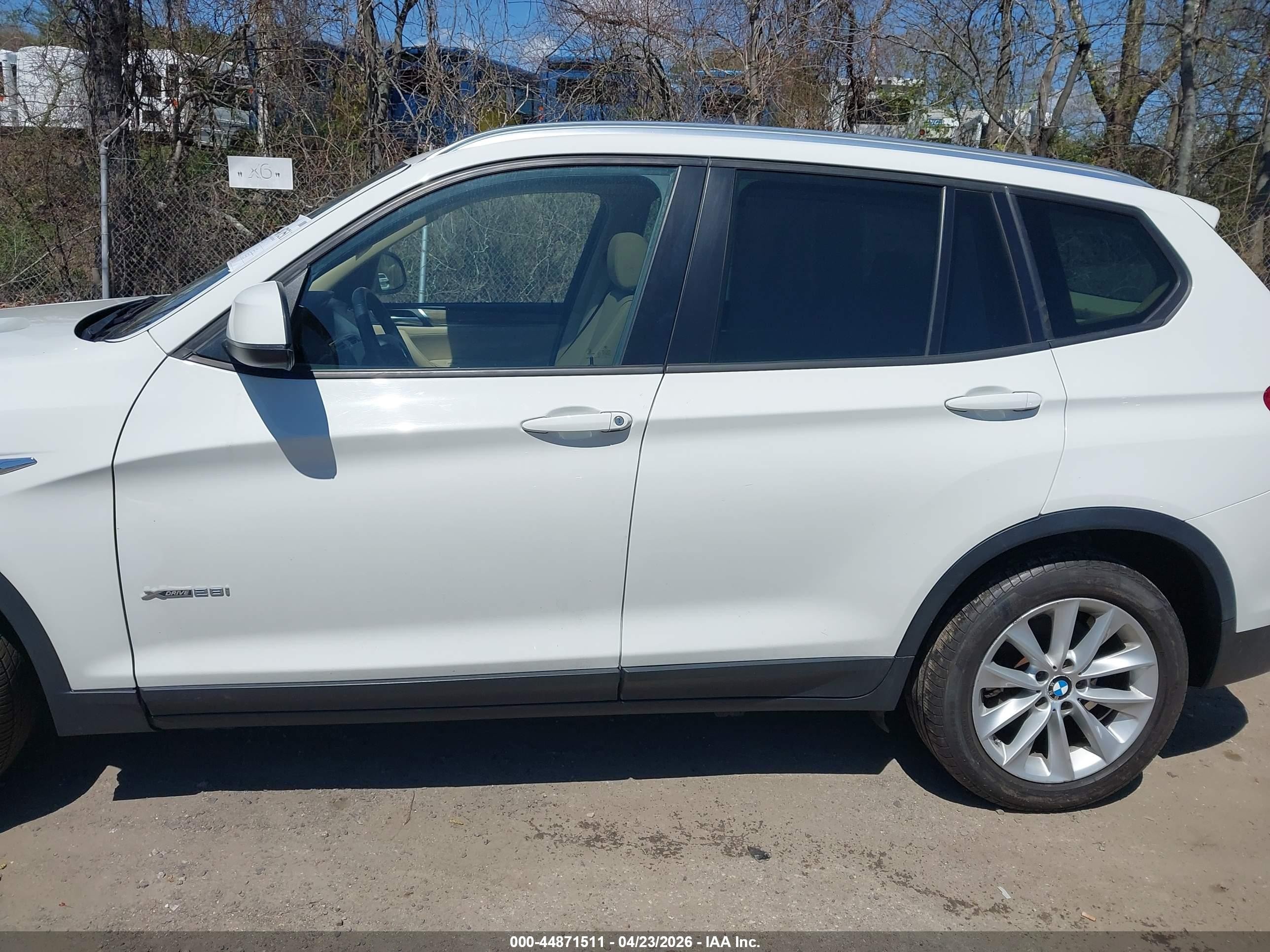 2015 Bmw X3 Xdrive28i White vin: 5UXWX9C55F0D61025