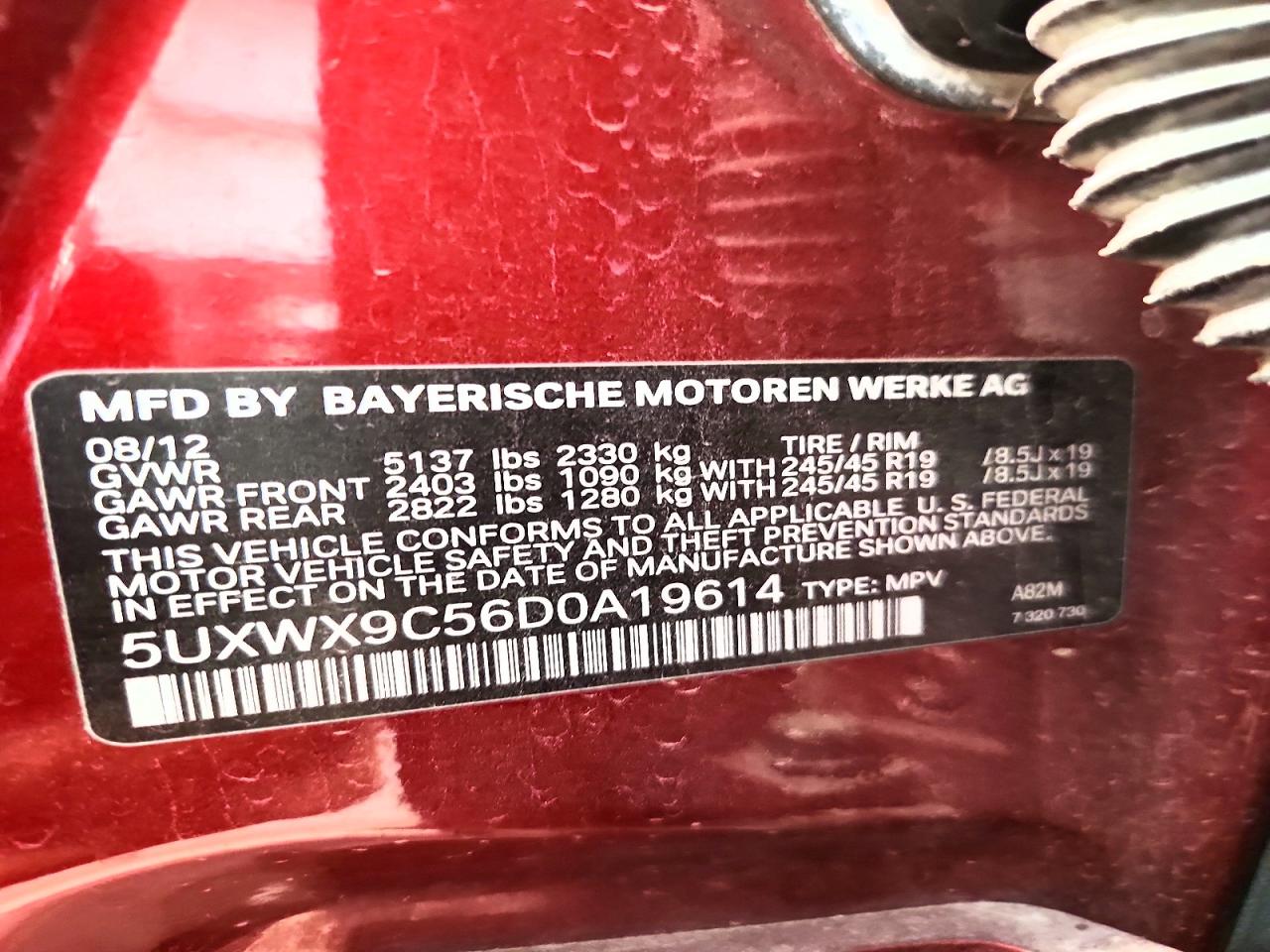 2013 Bmw X3 Xdrive28i Бордовый vin: 5UXWX9C56D0A19614
