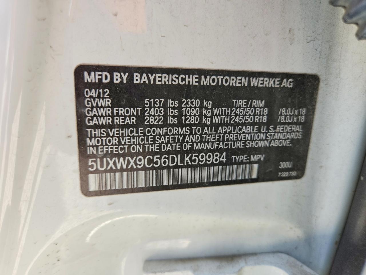 2013 Bmw X3 Xdrive28i White vin: 5UXWX9C56DLK59984