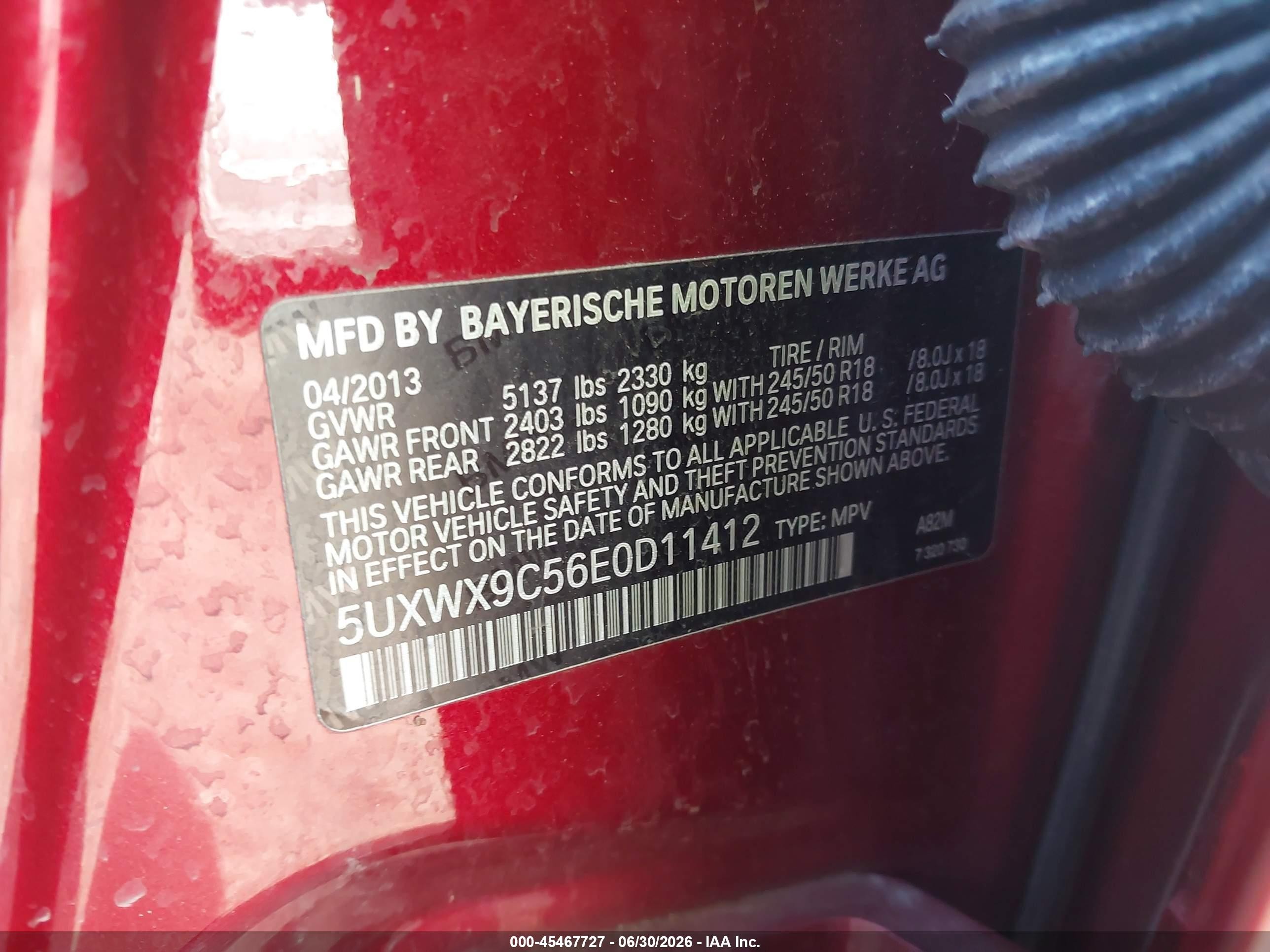 2014 Bmw X3 Xdrive28i Красный vin: 5UXWX9C56E0D11412