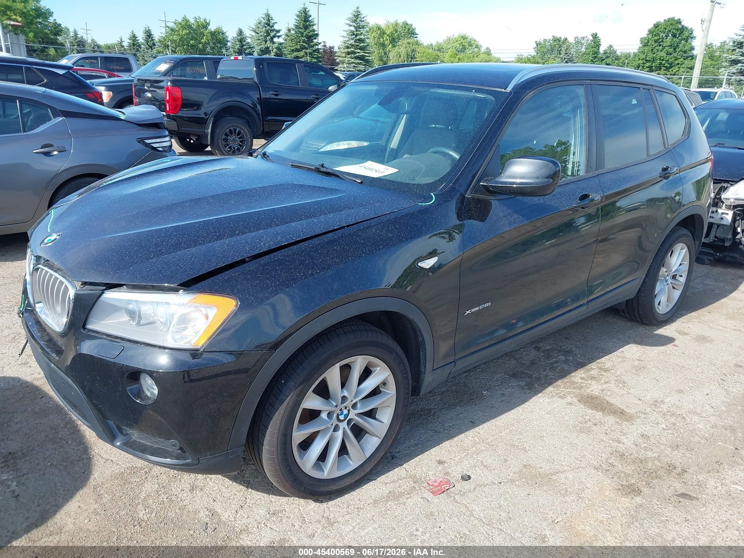 2014 Bmw X3 Xdrive28i Black vin: 5UXWX9C56E0D19736