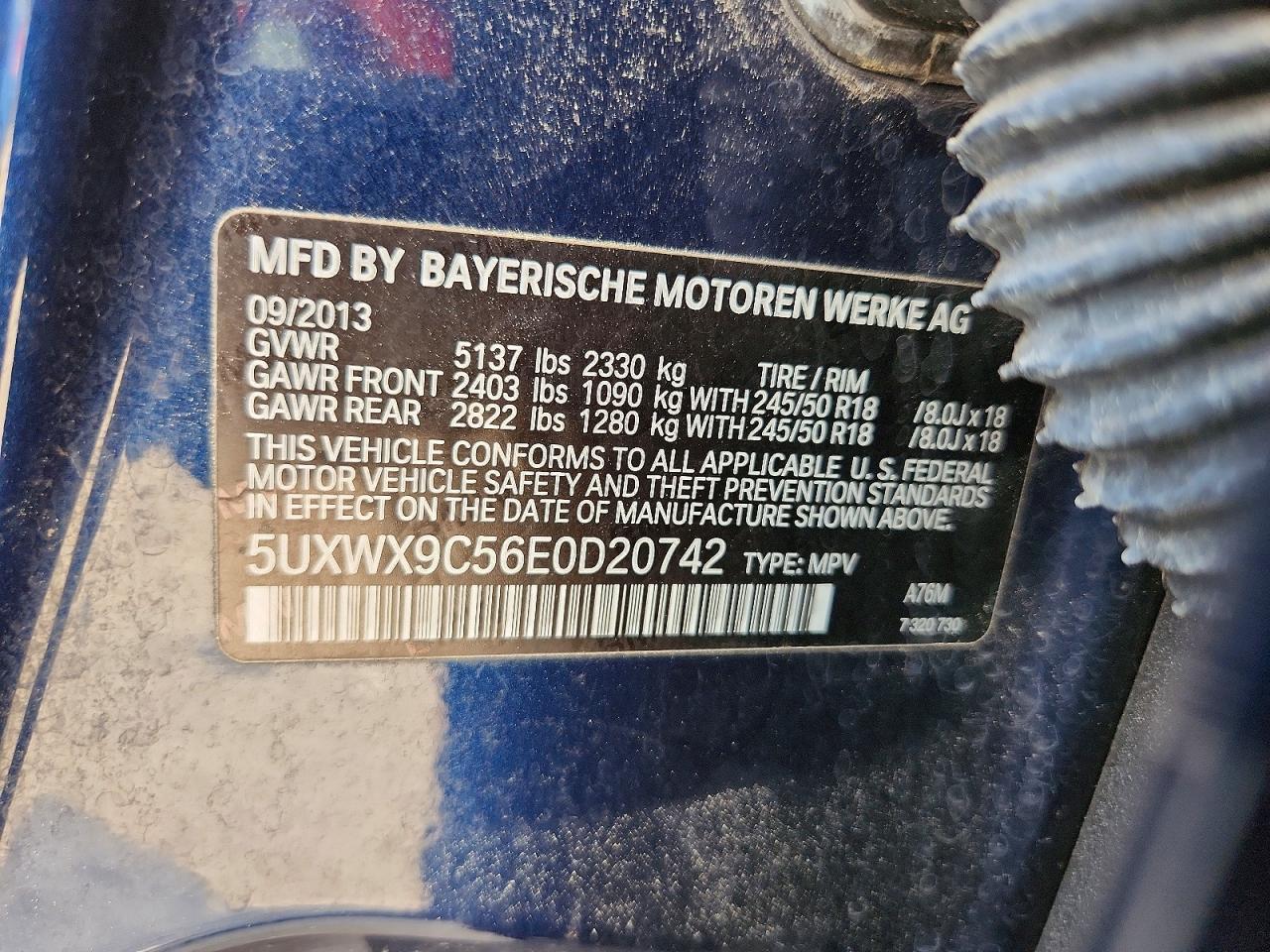 2014 Bmw X3 Xdrive28i Blue vin: 5UXWX9C56E0D20742