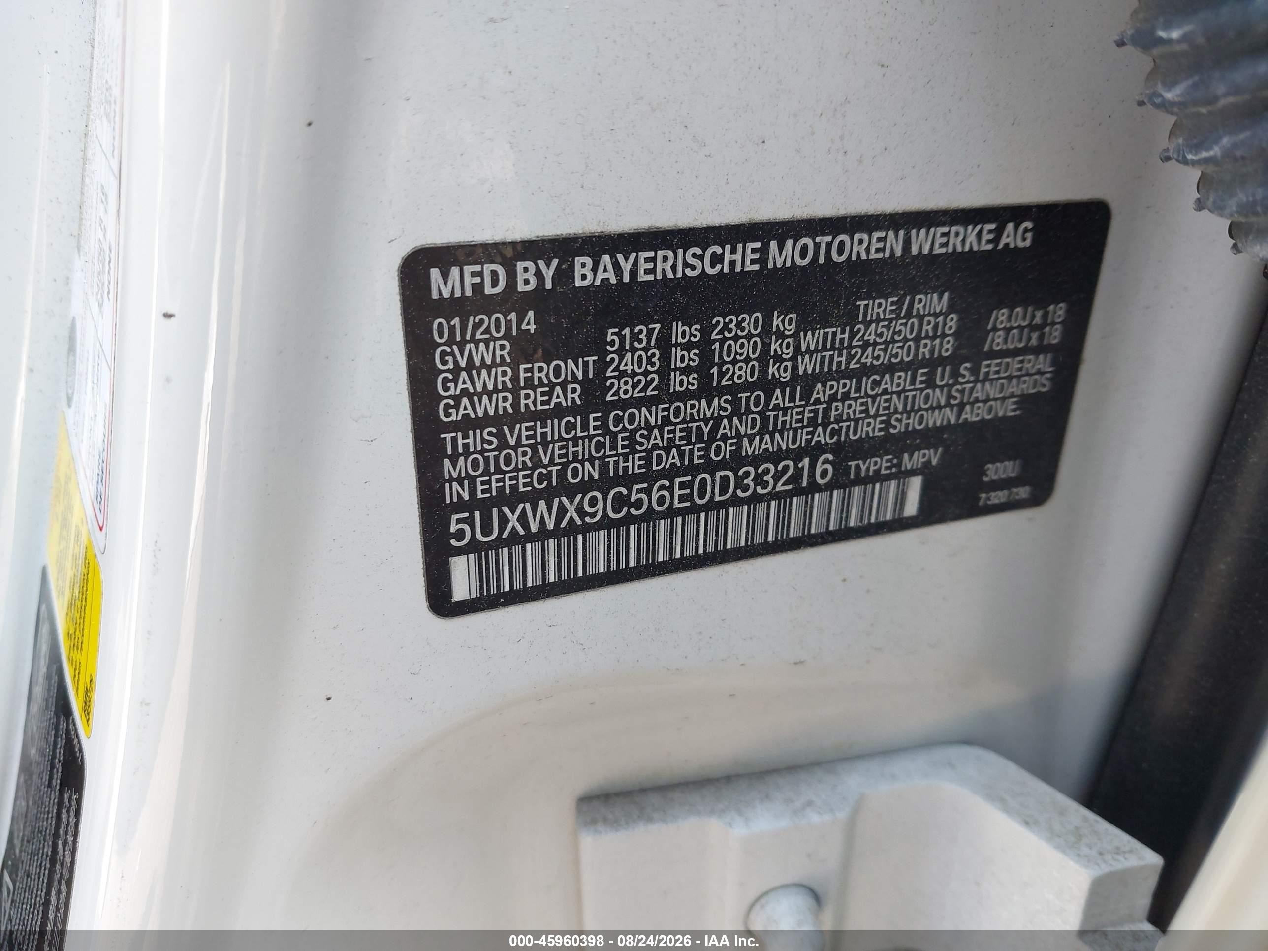 2014 Bmw X3 Xdrive28i White vin: 5UXWX9C56E0D33216