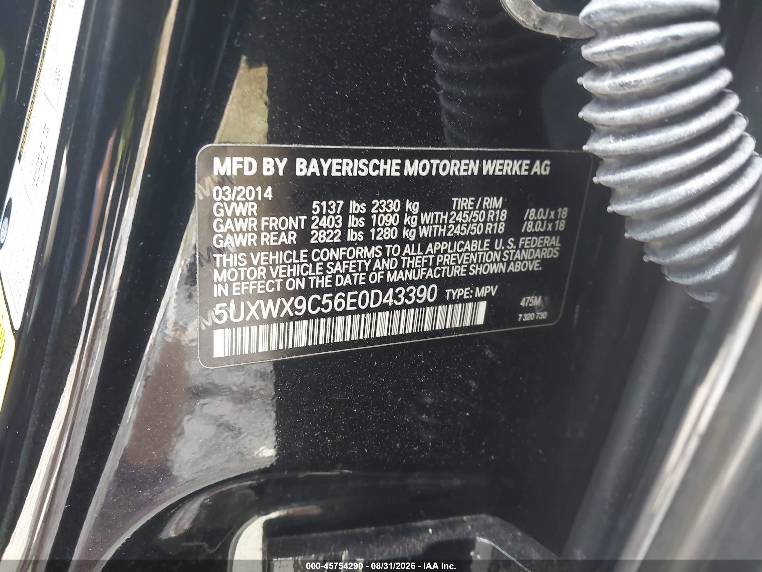 2014 Bmw X3 Xdrive28i Black vin: 5UXWX9C56E0D43390