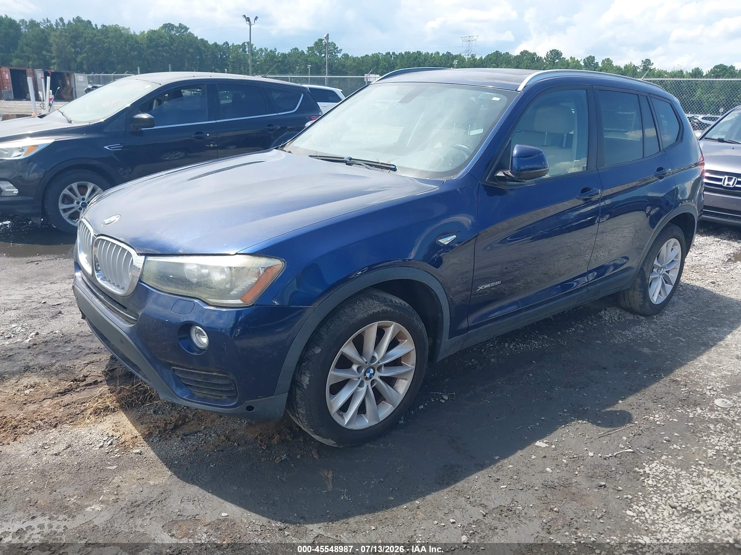2015 Bmw X3 Xdrive28i Blue vin: 5UXWX9C56F0D46663